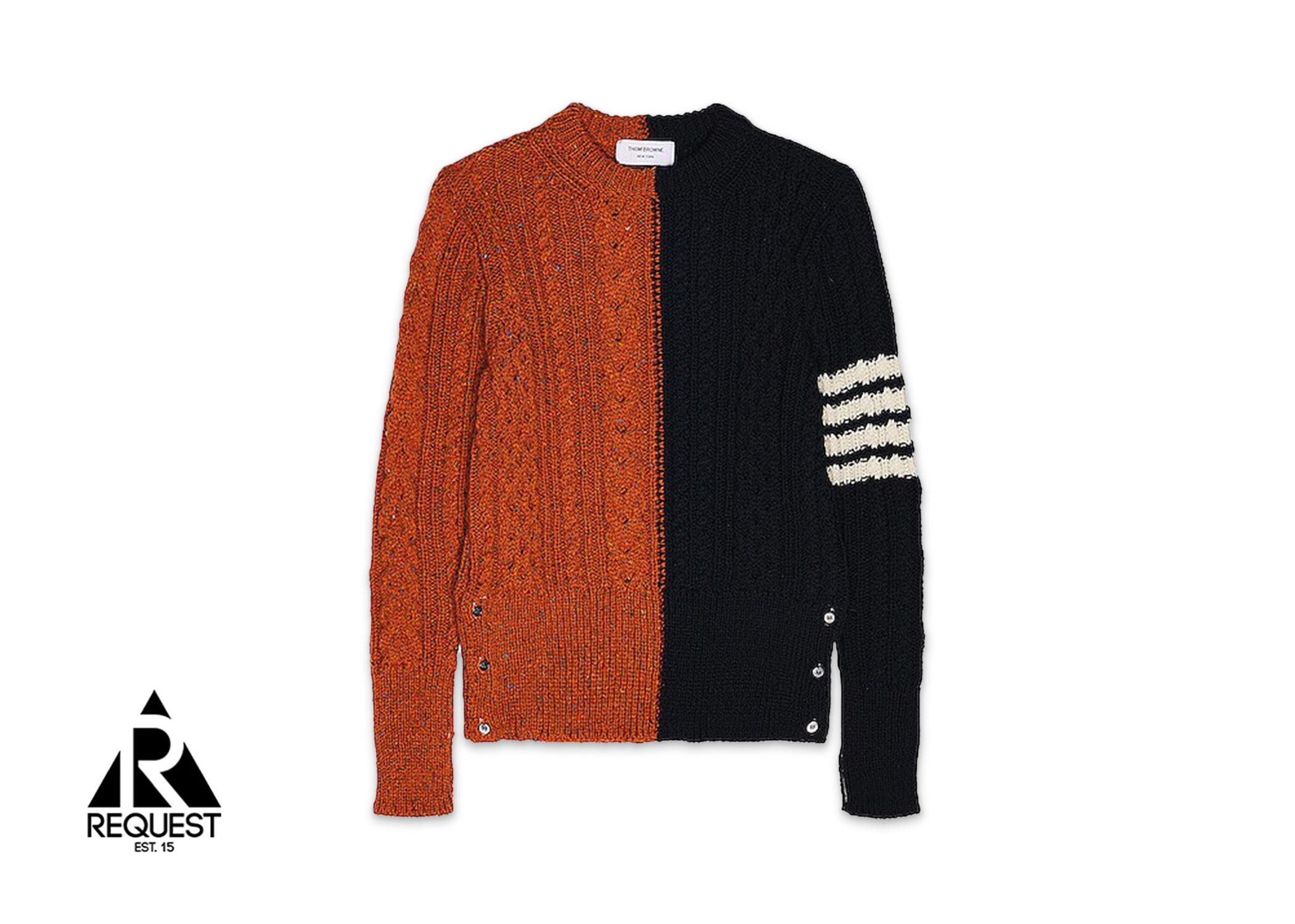 Thome Brown 4-Bar Sweater "Orange/Navy"