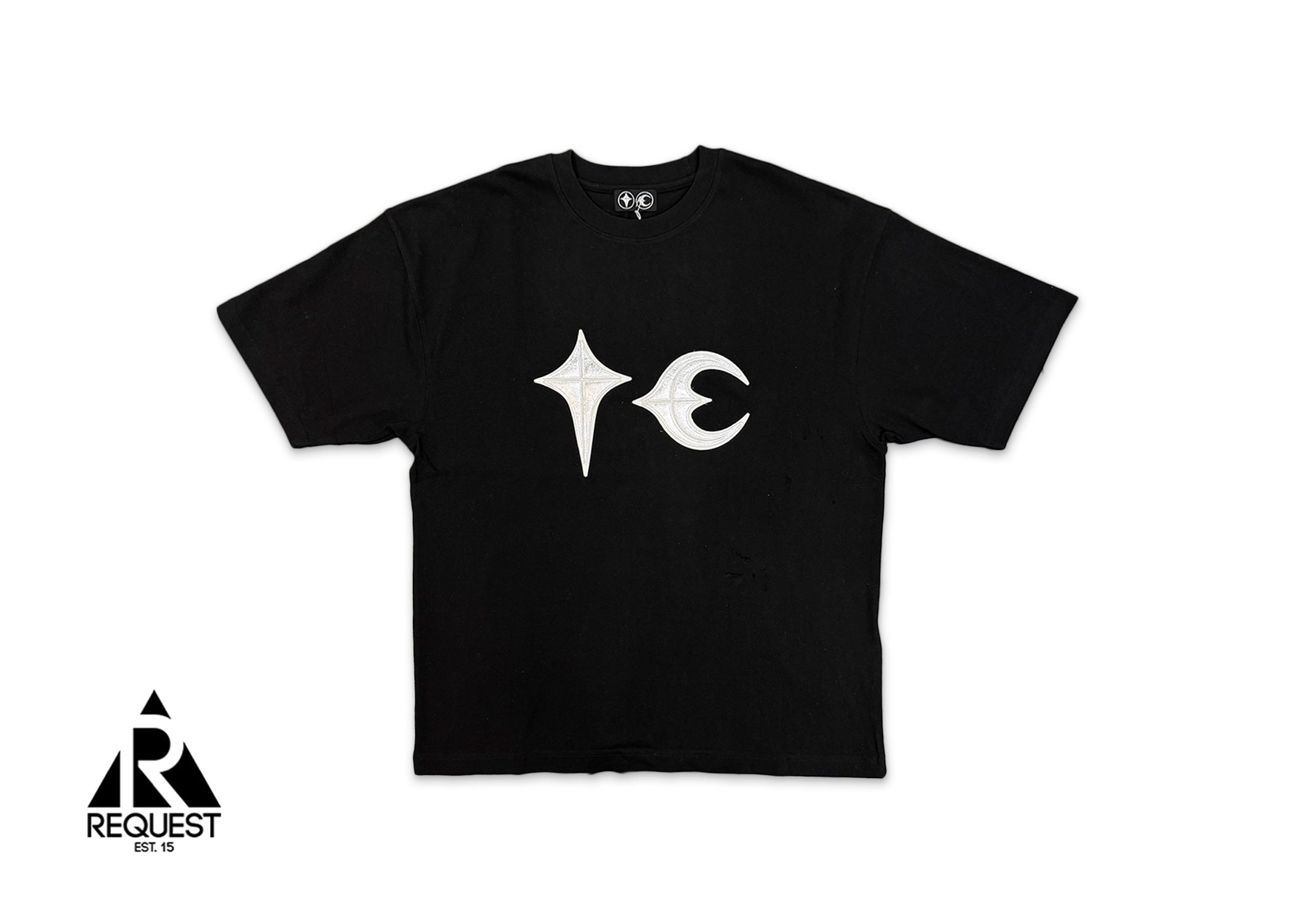 TC Leather Stitched Logo Tee "Black Silver"