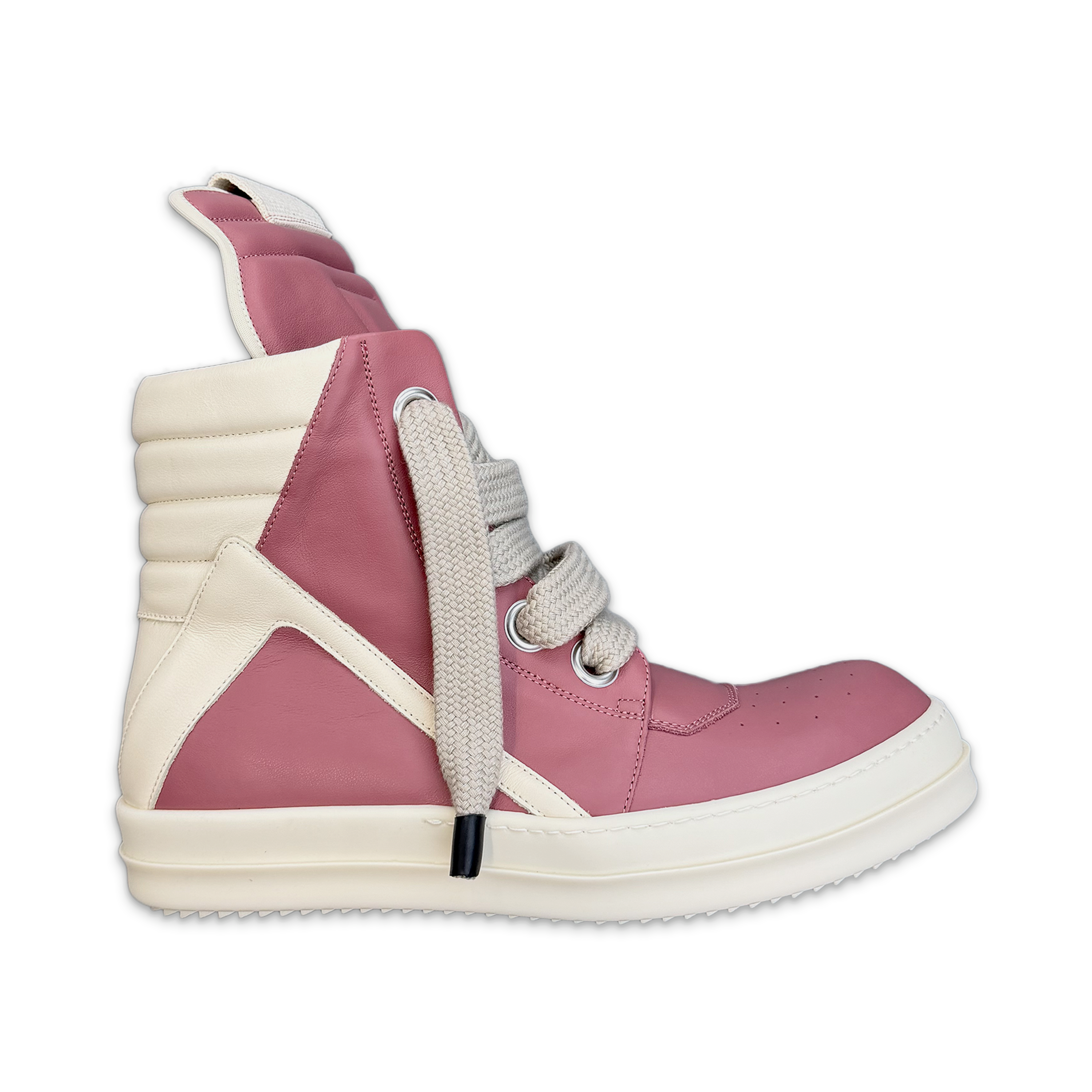 Rick Owens, Porterville Geobasket Leather Jumbo Lace High  "Thulian Milk"