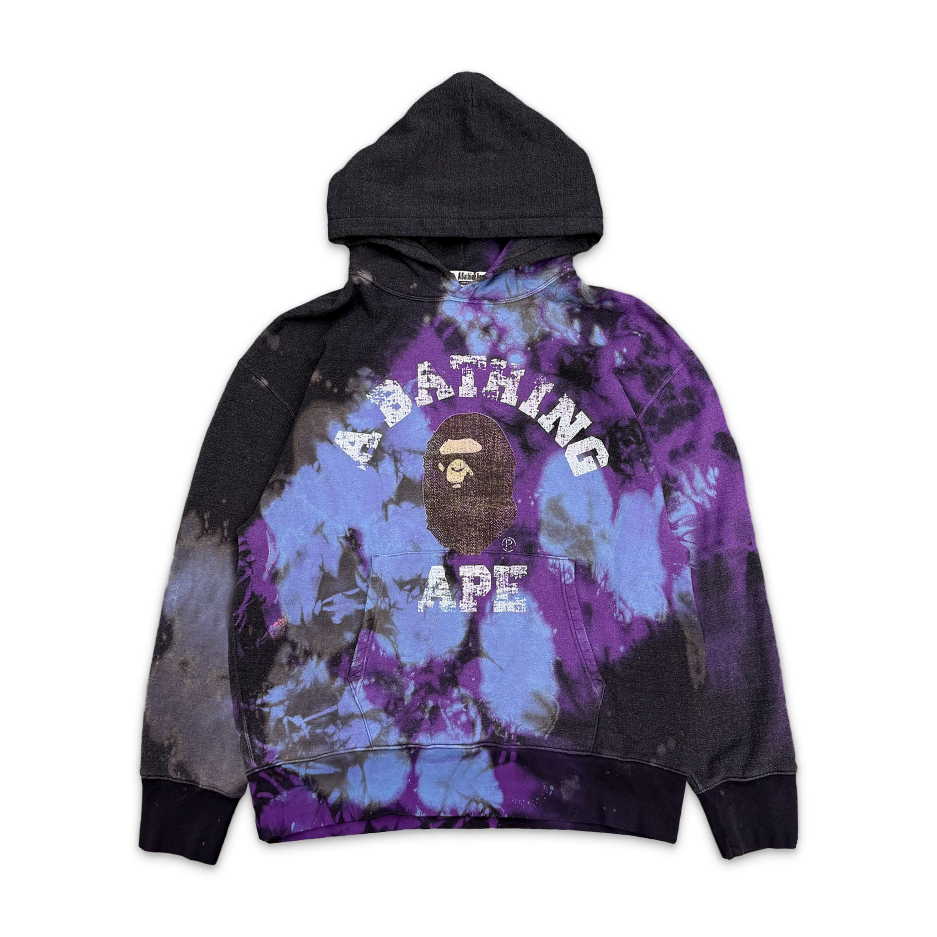 A Bathing Ape (BAPE), BAPE Tie Dye College Relaxed Fit Pullover Hoodie "Black"