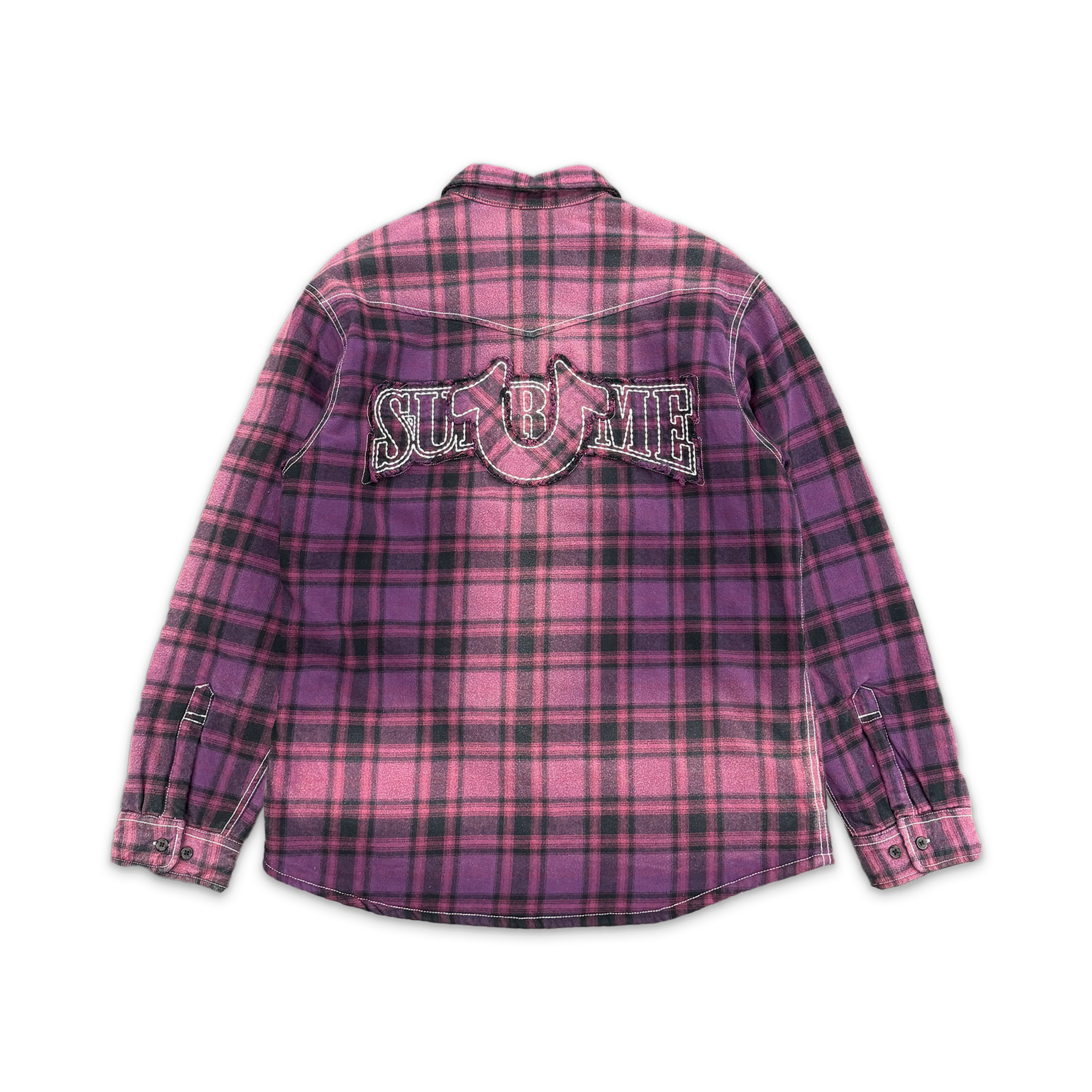 True Religion Quilted Lined Plaid Flannel Shirt "Purple"