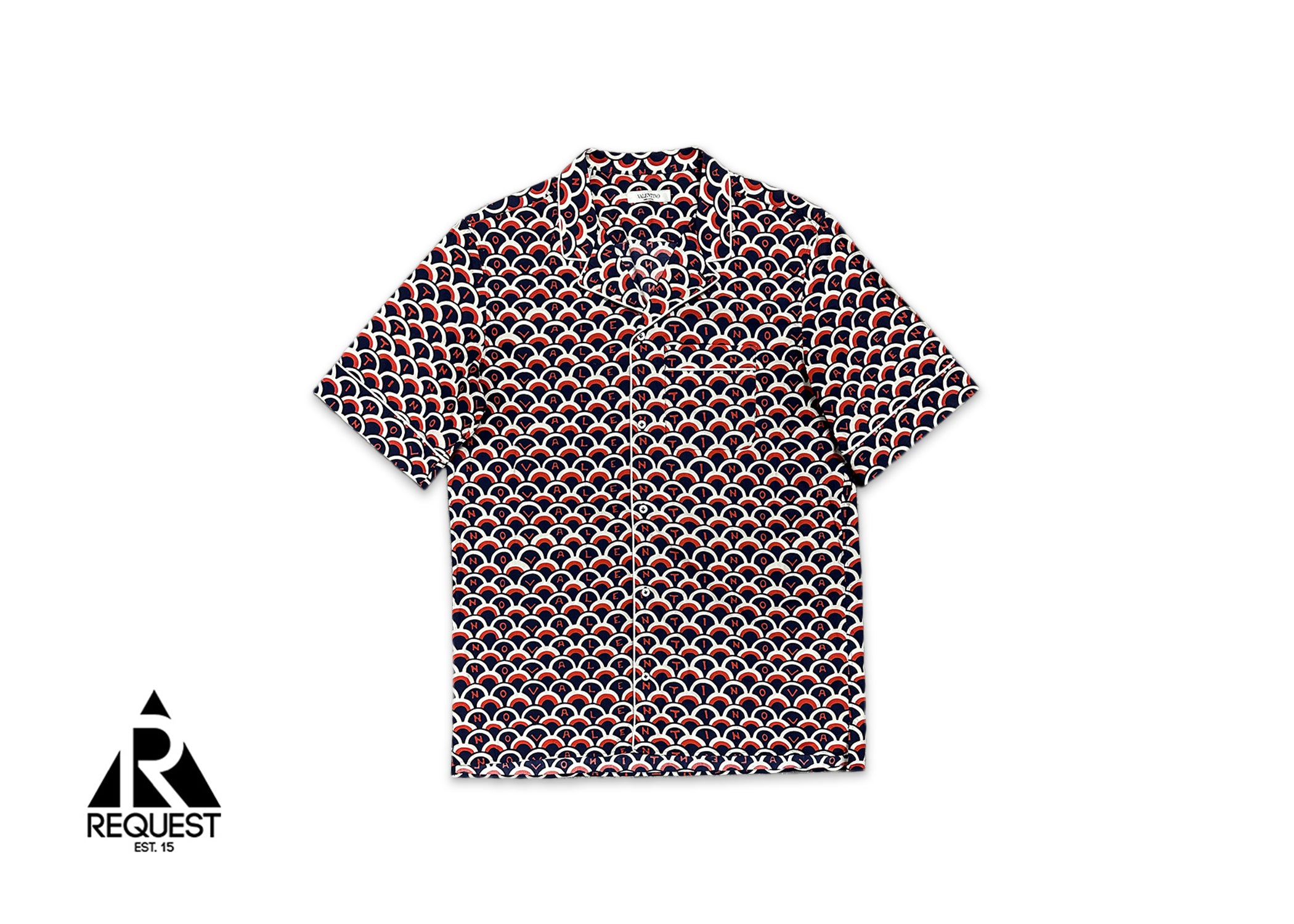 Valentino Scale Logo Vacation Button Down Shirt "Navy/Red/White"