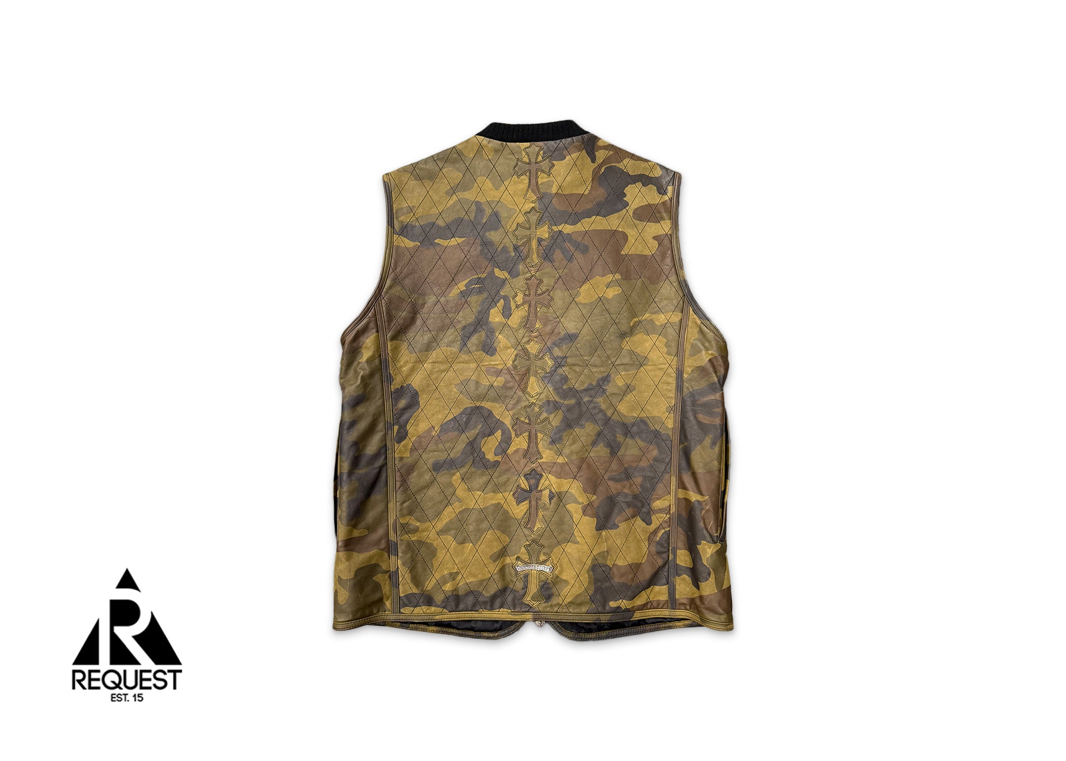 Quilted Leather Crosses Vest "Camo"