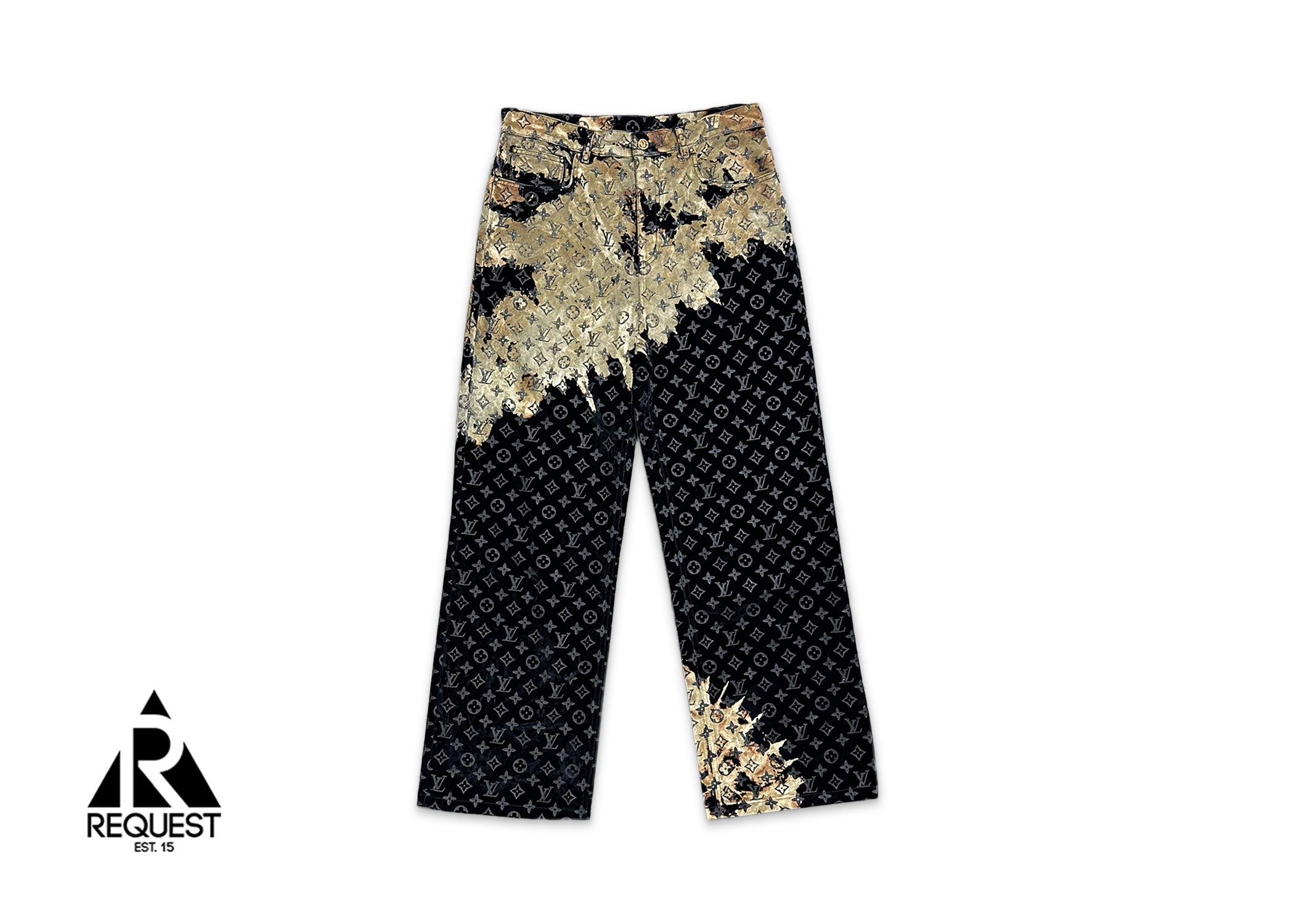 Louis Vuitton, Monogram Bleach Flocked Denim Pants "Multicolor"