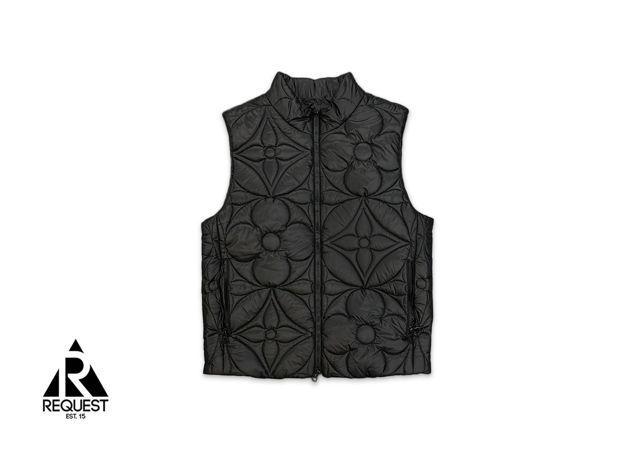LVSE Padded Monogram Flower Gilet Vest "Black"