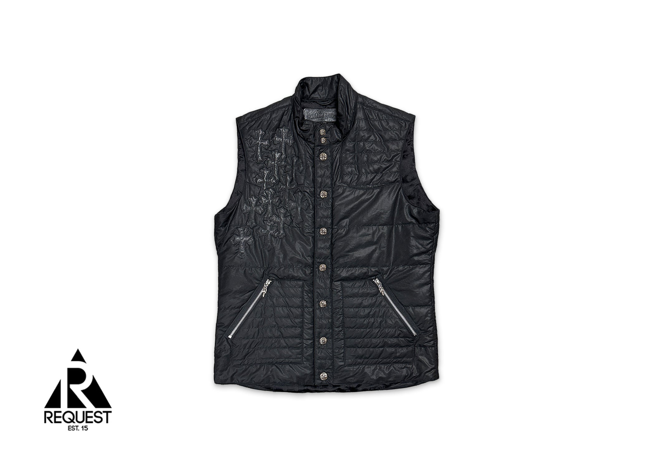 Leather Cross Patch Vest "Black"