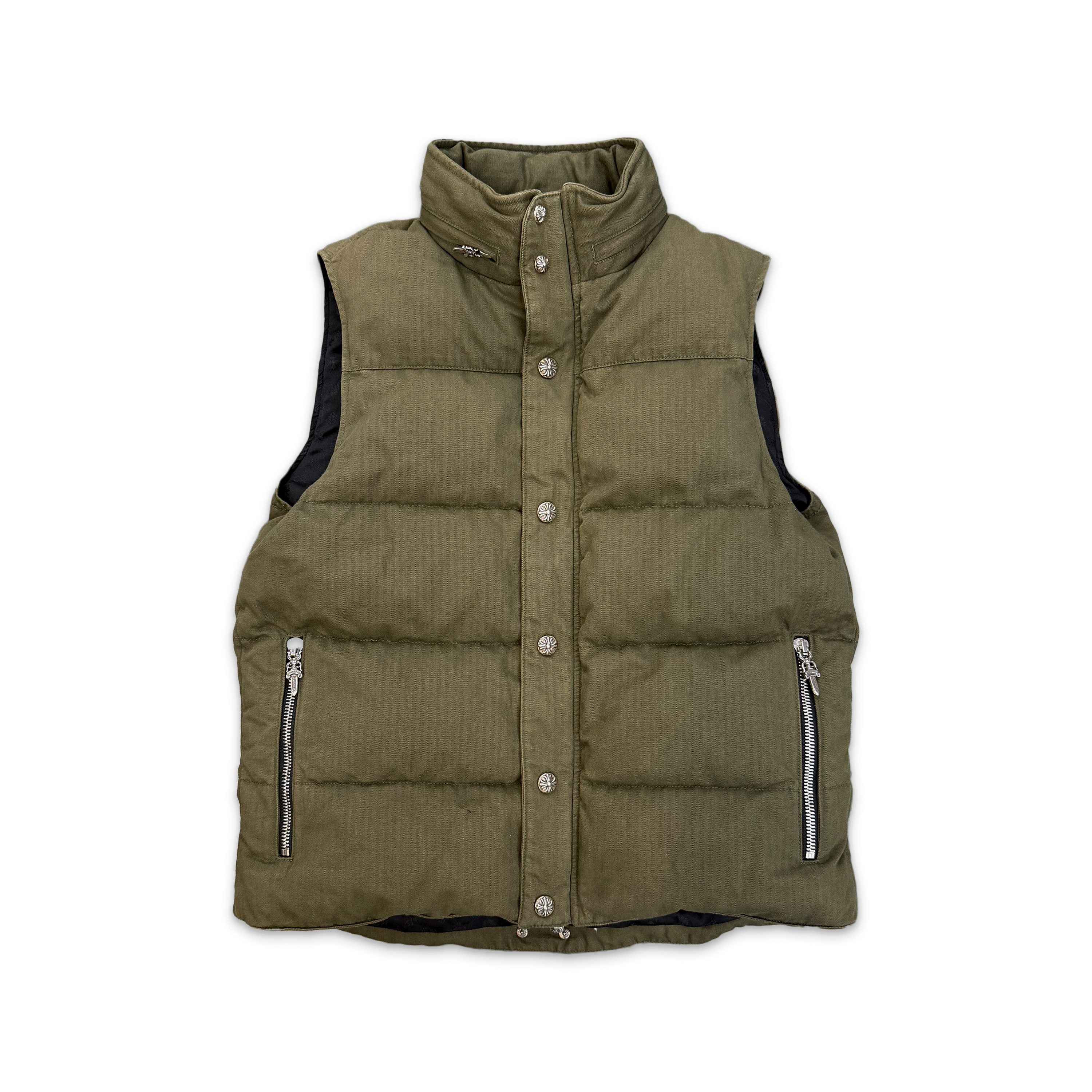 Canvas Puffer Down Vest "Olive"