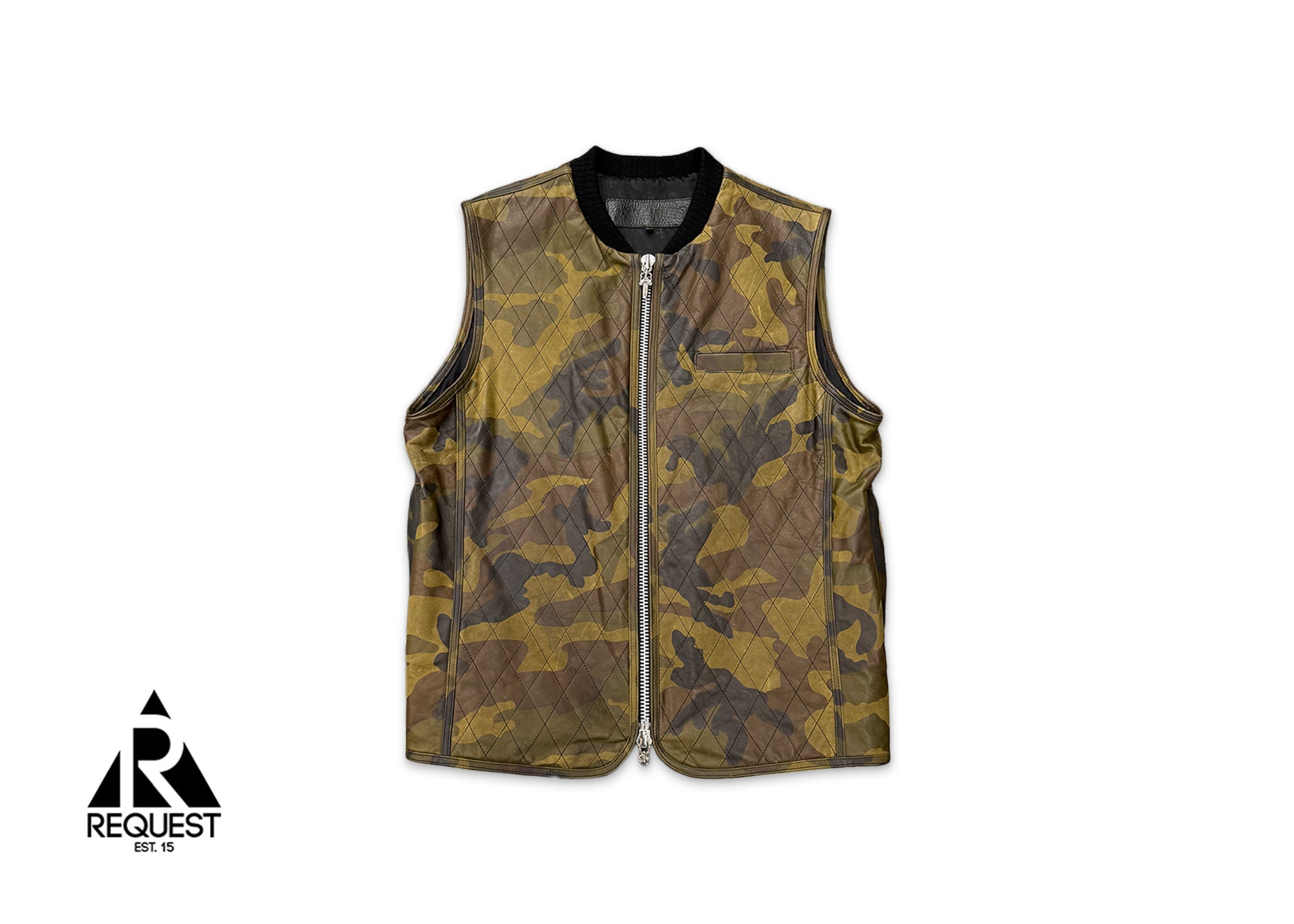 Quilted Leather Crosses Vest "Camo"