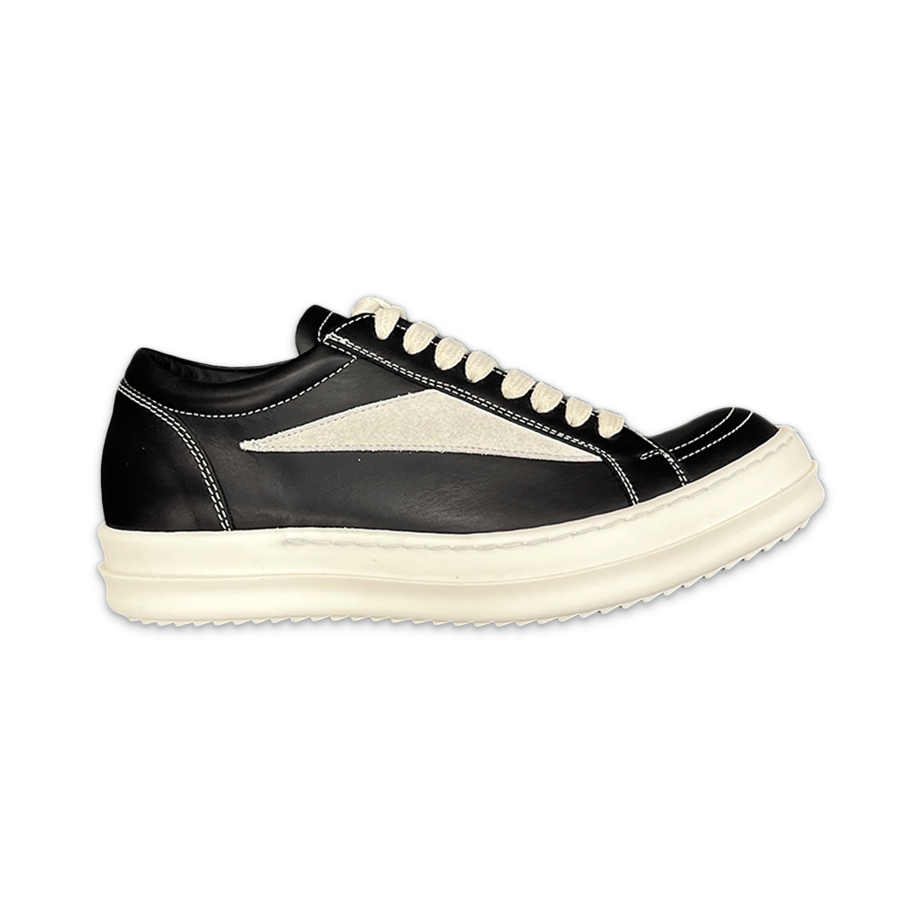 Rick Owens, Leather Vintage Sneaks "Black Milk" (W)