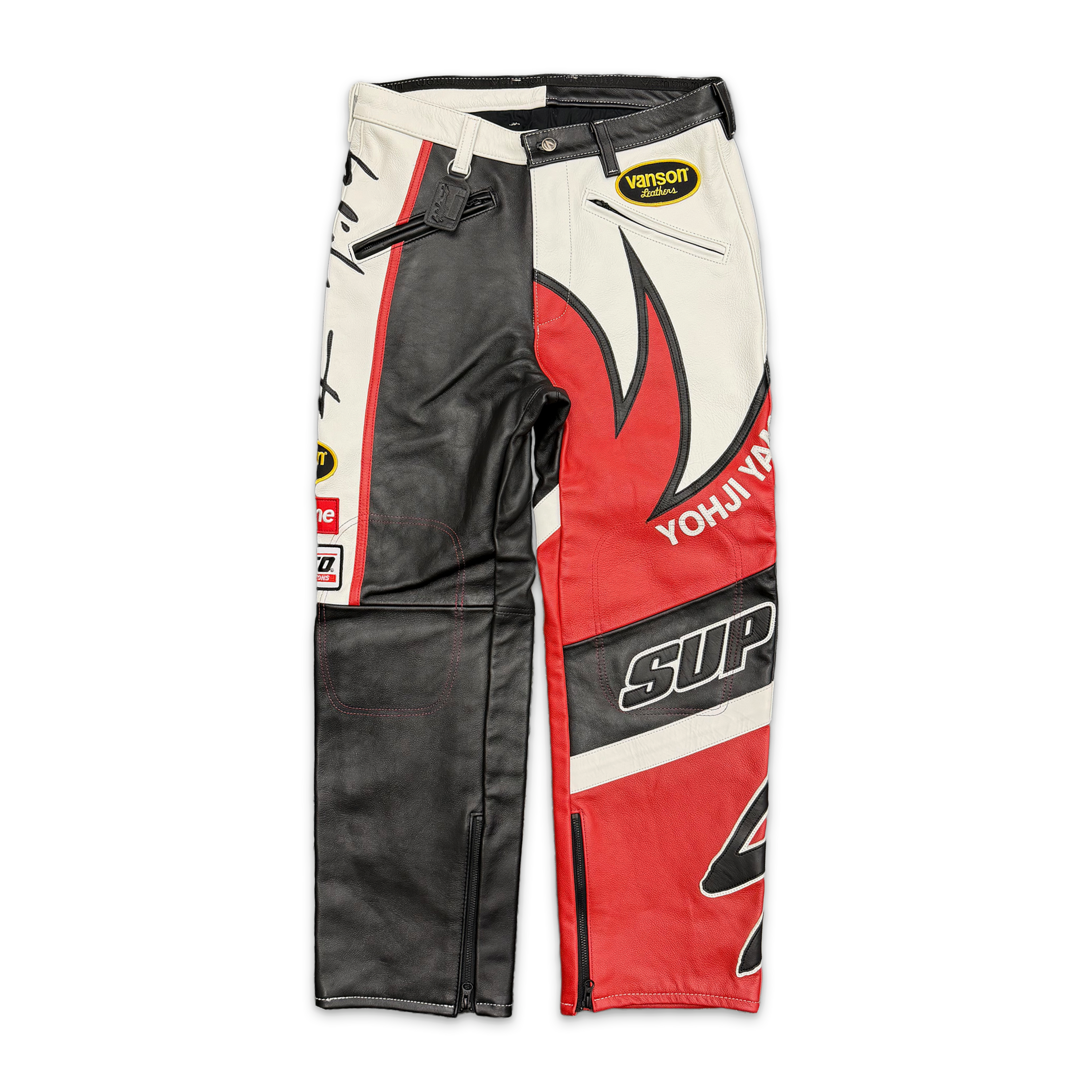 Vanson Yohji Yamamoto Leathers Split Pants (FW22) "White"