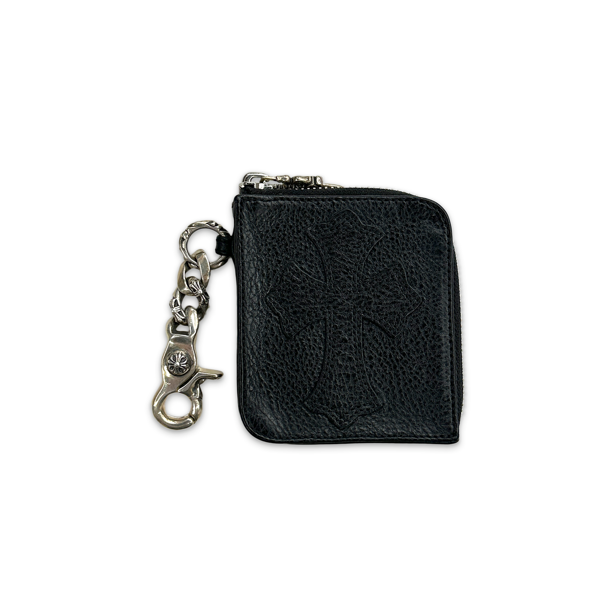 Leather Card Zipper Wallet With Keychain "Black"