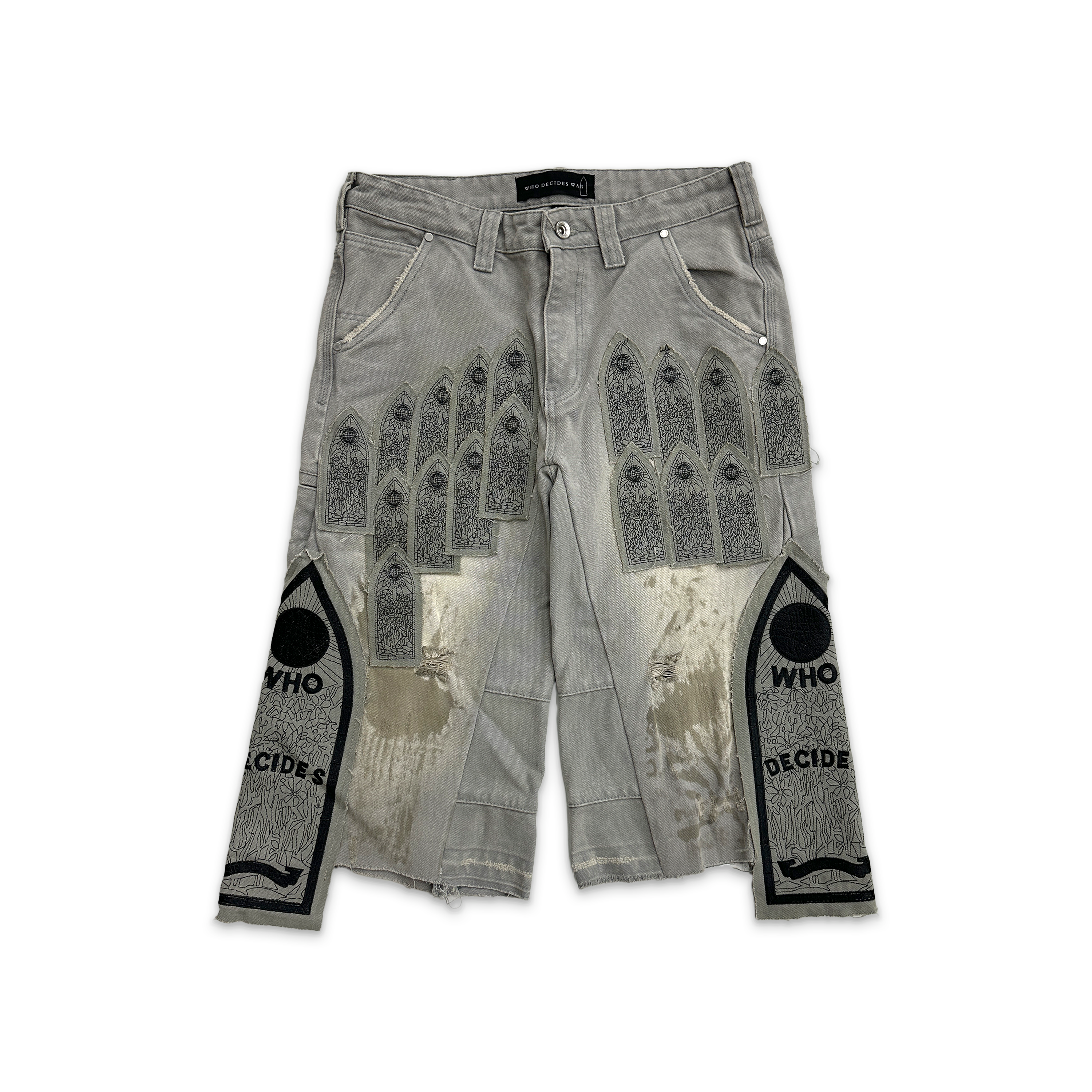 Who Decides War, Patched Arched Carpenter Shorts "Vintage Grey"