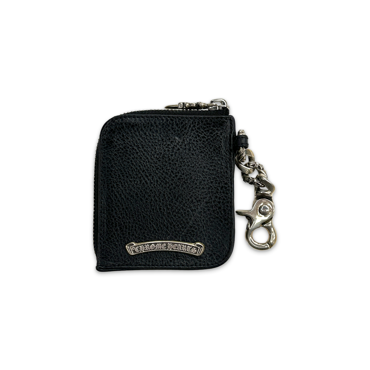 Leather Card Zipper Wallet With Keychain "Black"