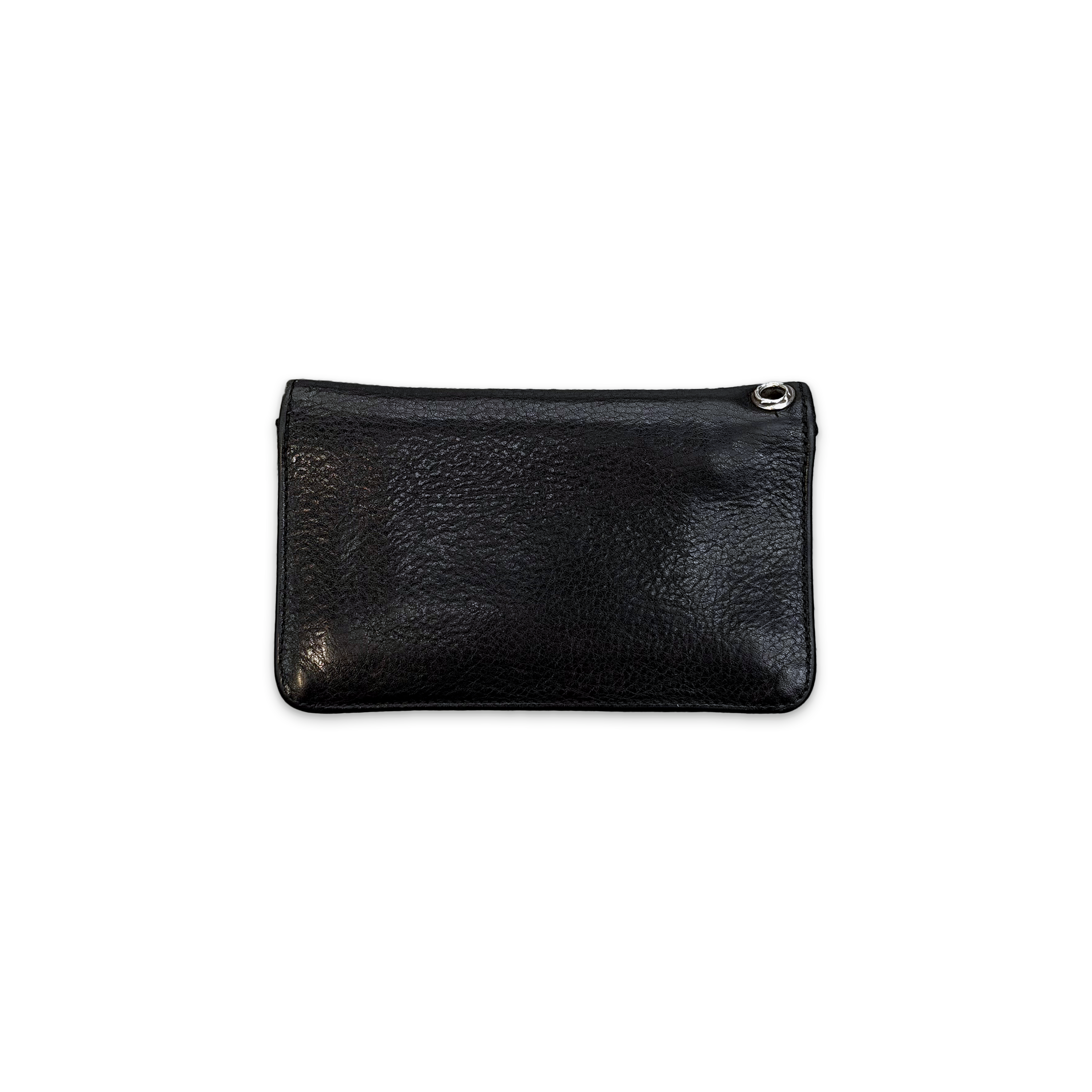 Plus Cross Button Leather Wallet w/ Chain Loop "Black"