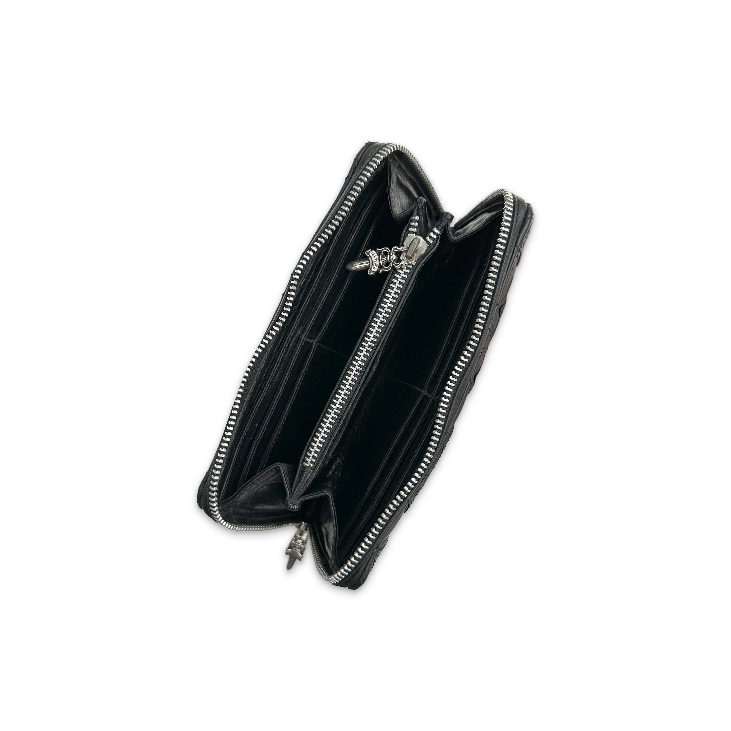 Chrome Hearts, Cemetery Cross Dagger Quilted Leather Wallet "Black"