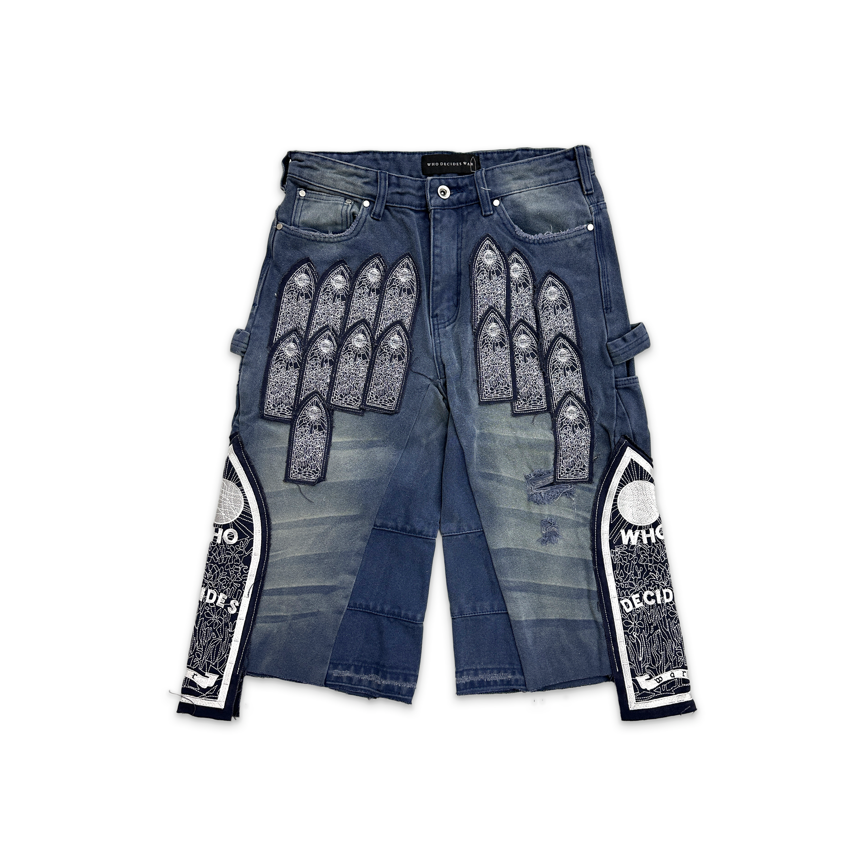 Who Decides War, Patched Arched Carpenter Shorts "Indigo"
