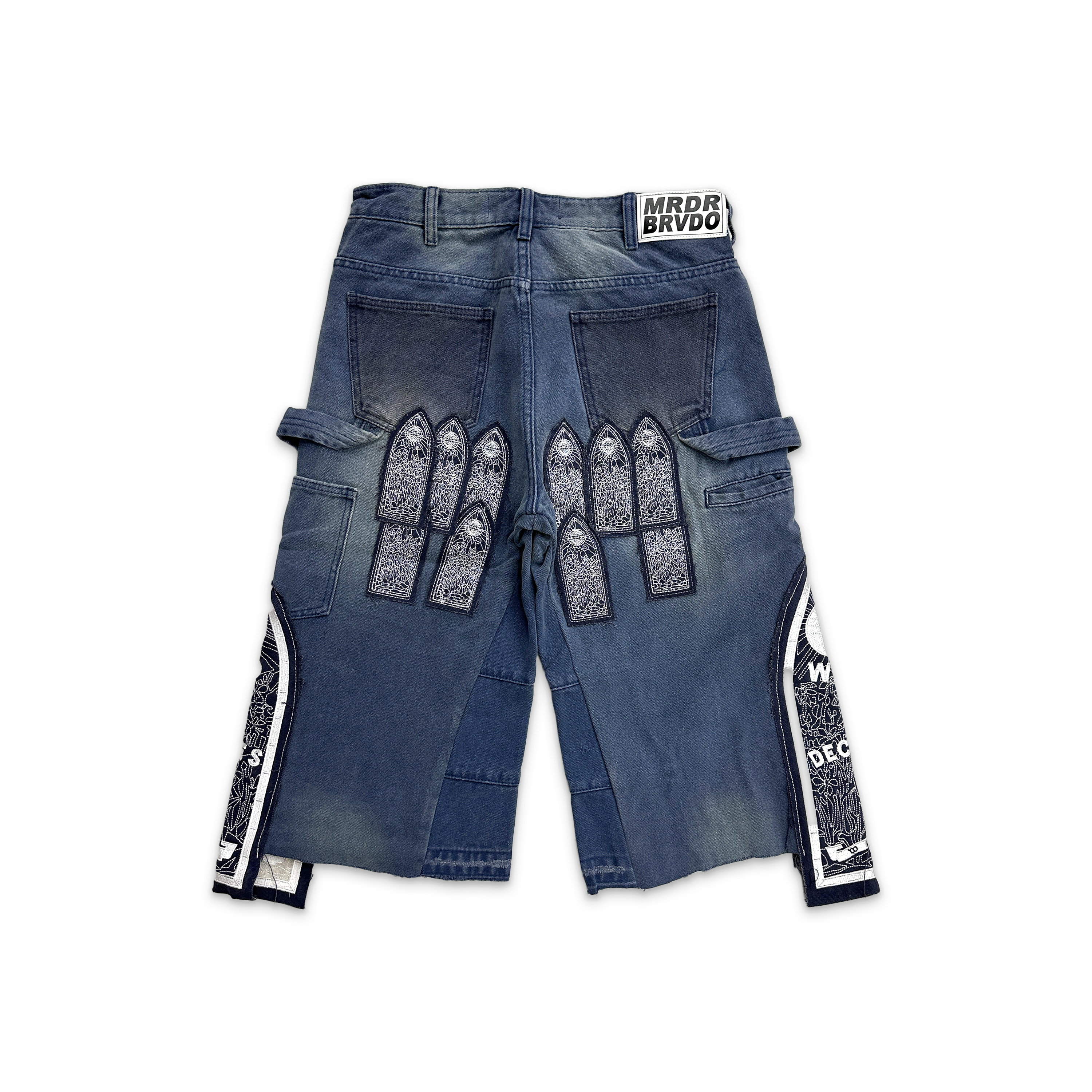 Who Decides War, Patched Arched Carpenter Shorts "Indigo"