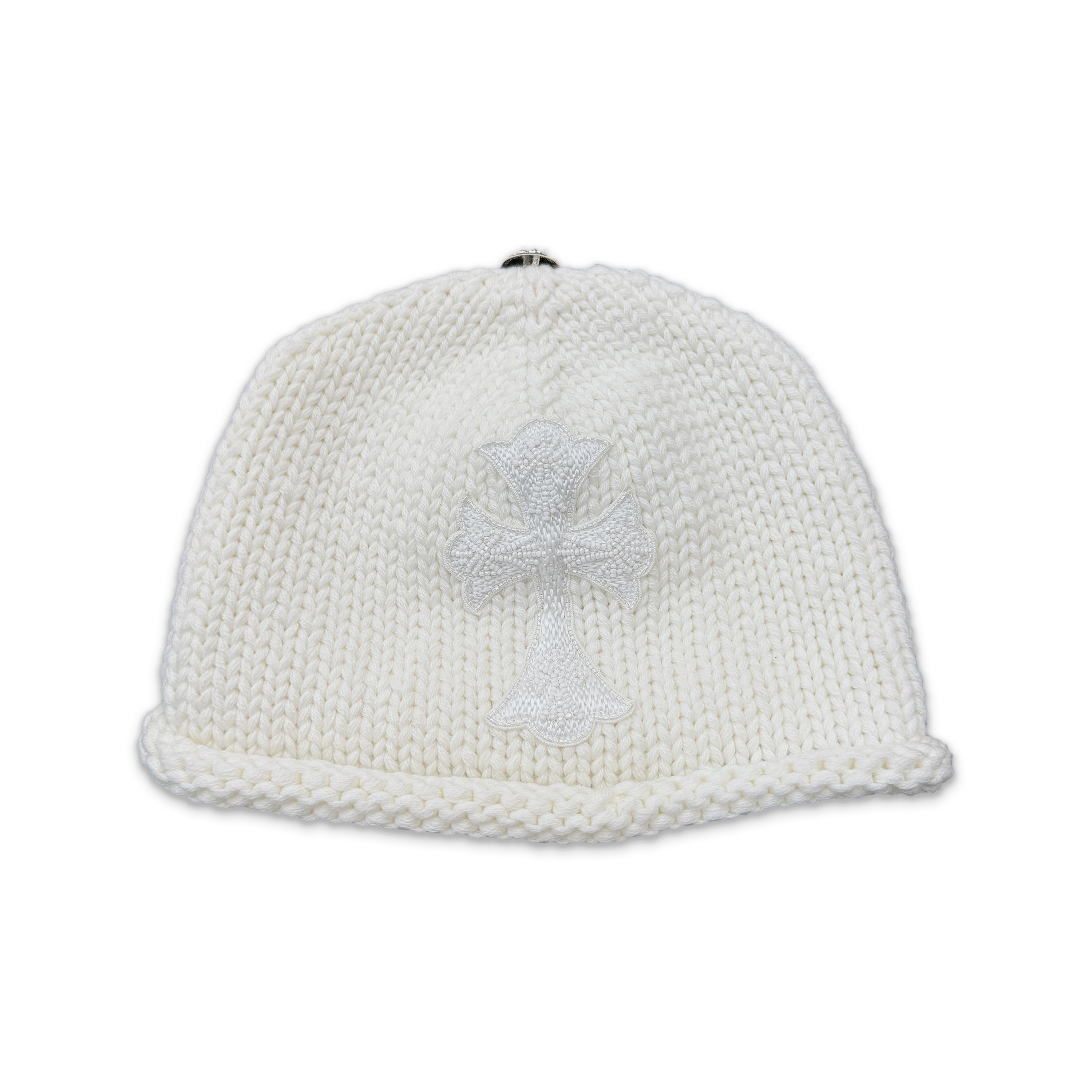 Cashmere Beaded Cross Beanie "White"