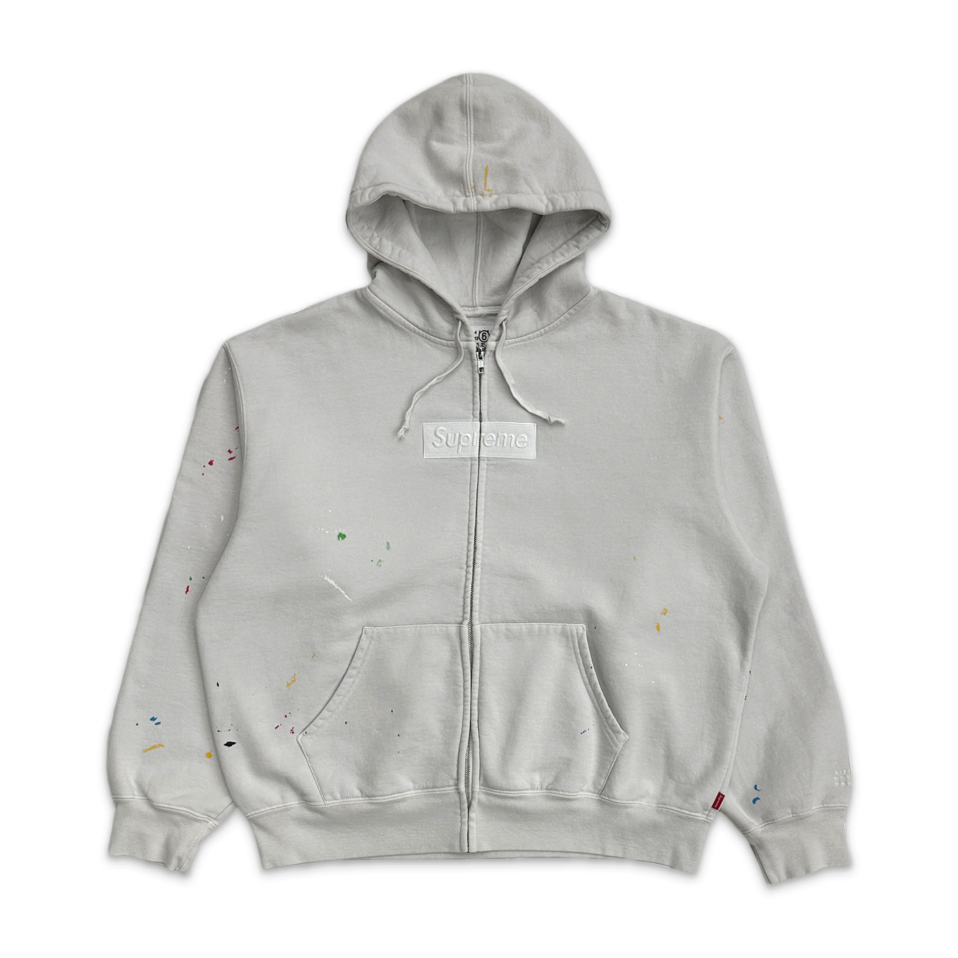 MM6 Maison Margiela Box Logo Zip Up Hooded Sweatshirt “Off White