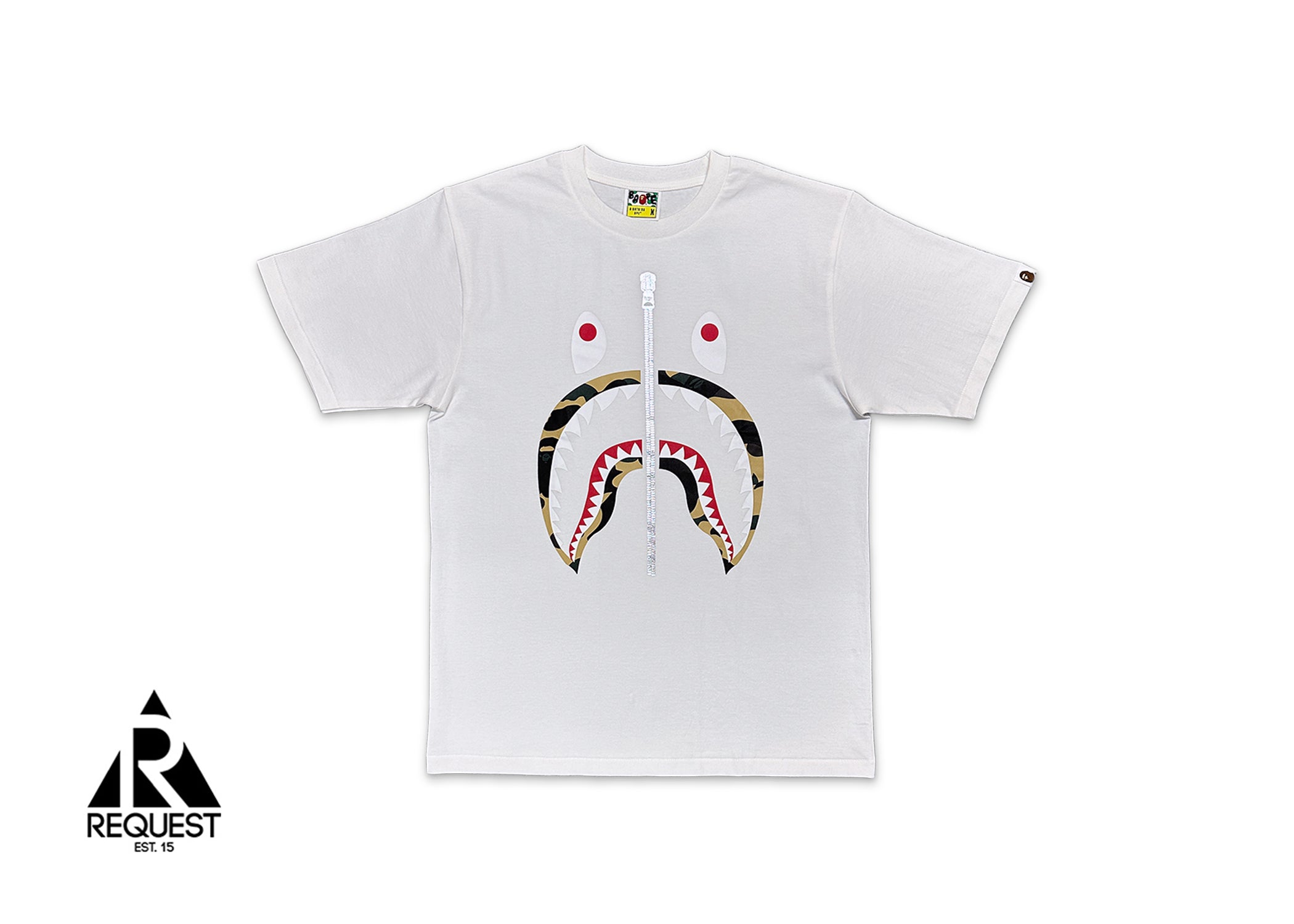 Yellow 1st Camo Zip Shark Tee "White”