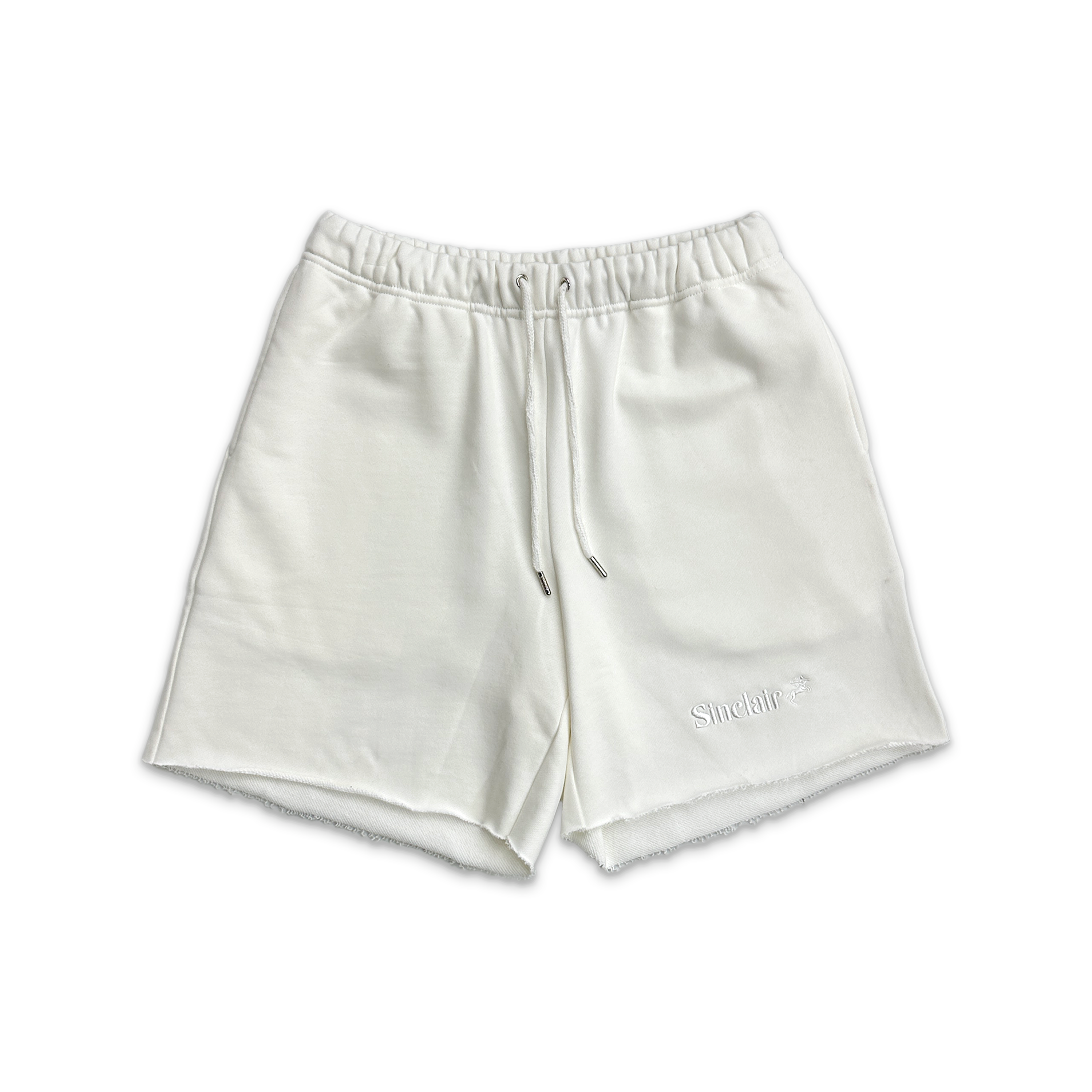 Embroidered French Terry Shorts “White On White”