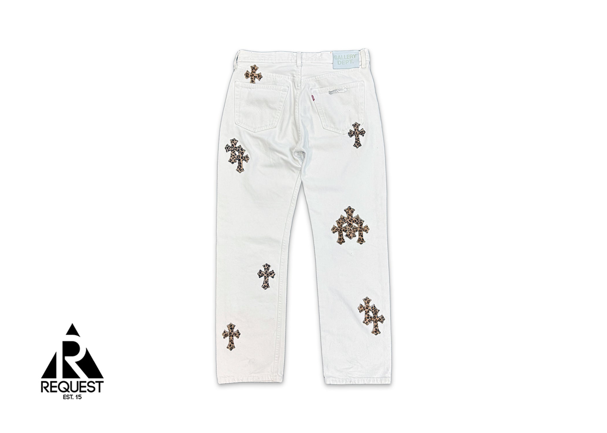 x Gallery Dept. White Levi's Denim "Leopard Crosses"