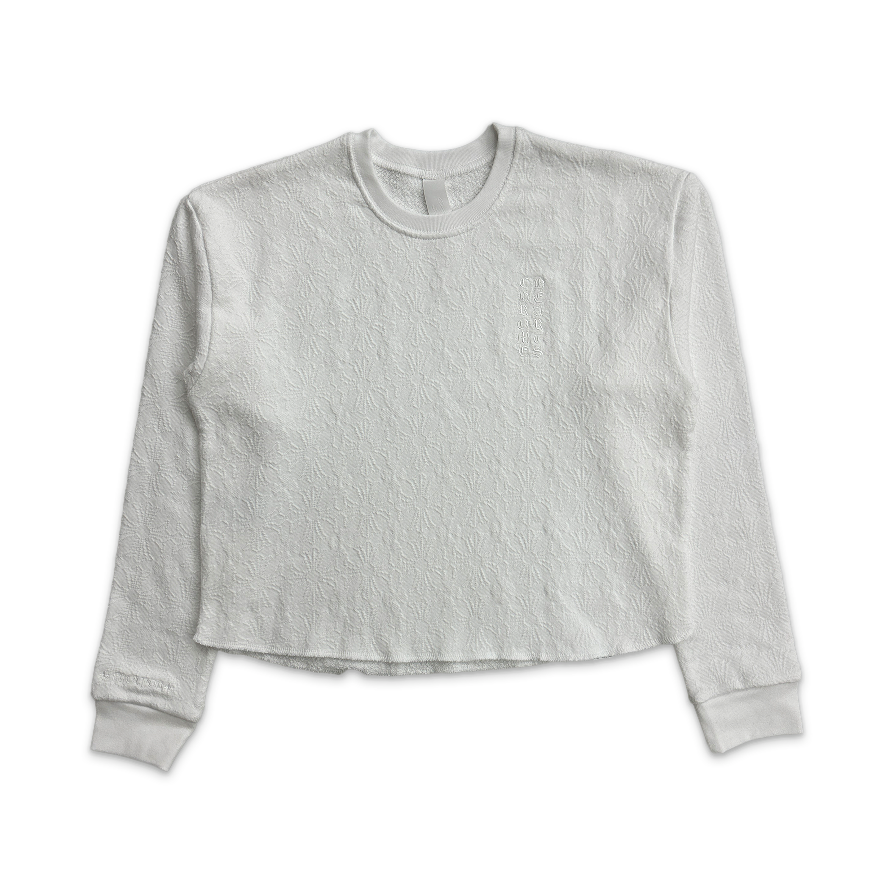 Chrome Hearts, Motif Embroidered Cropped Crewneck Sweater "White" (W)