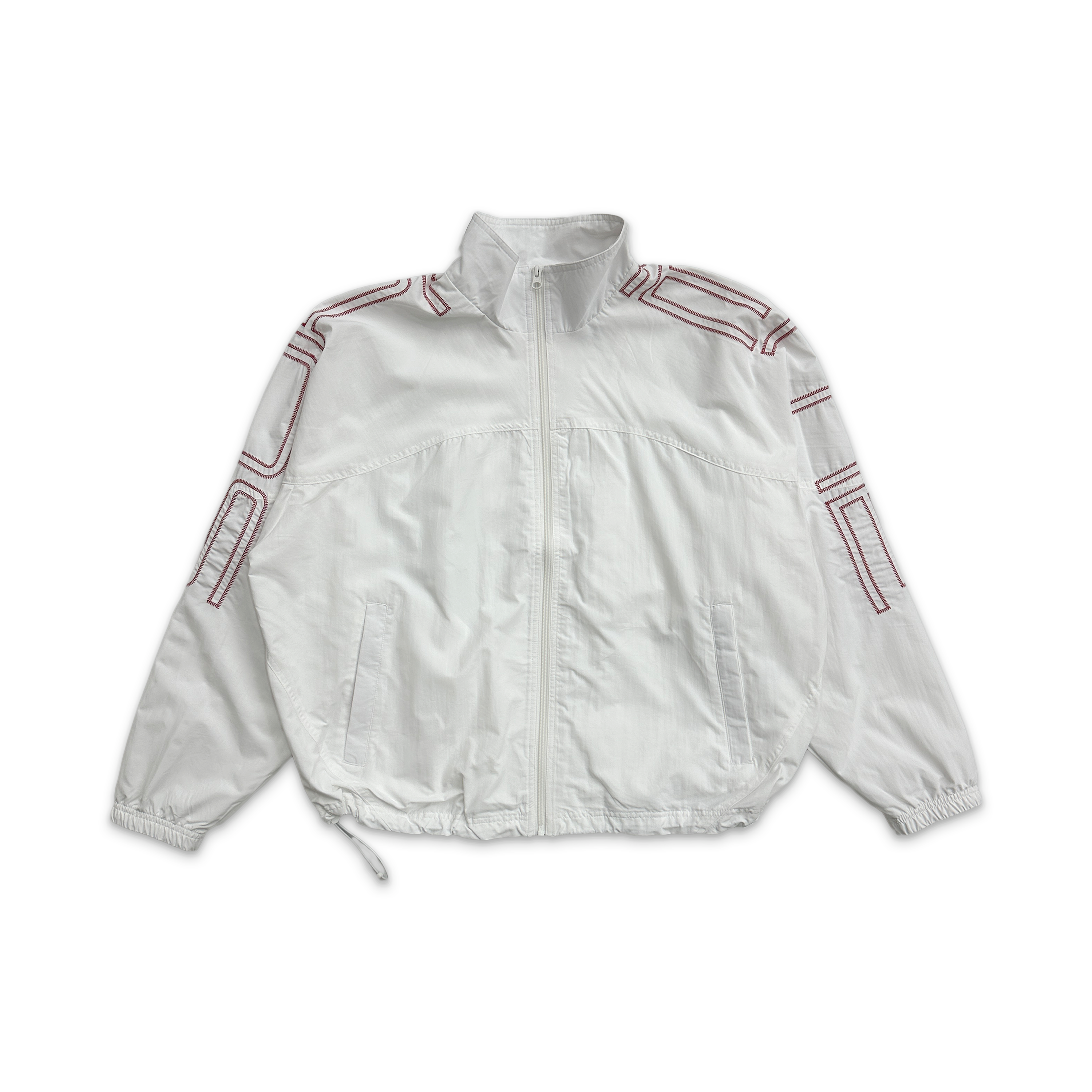 Embroidered Spellout Track Jacket "White"