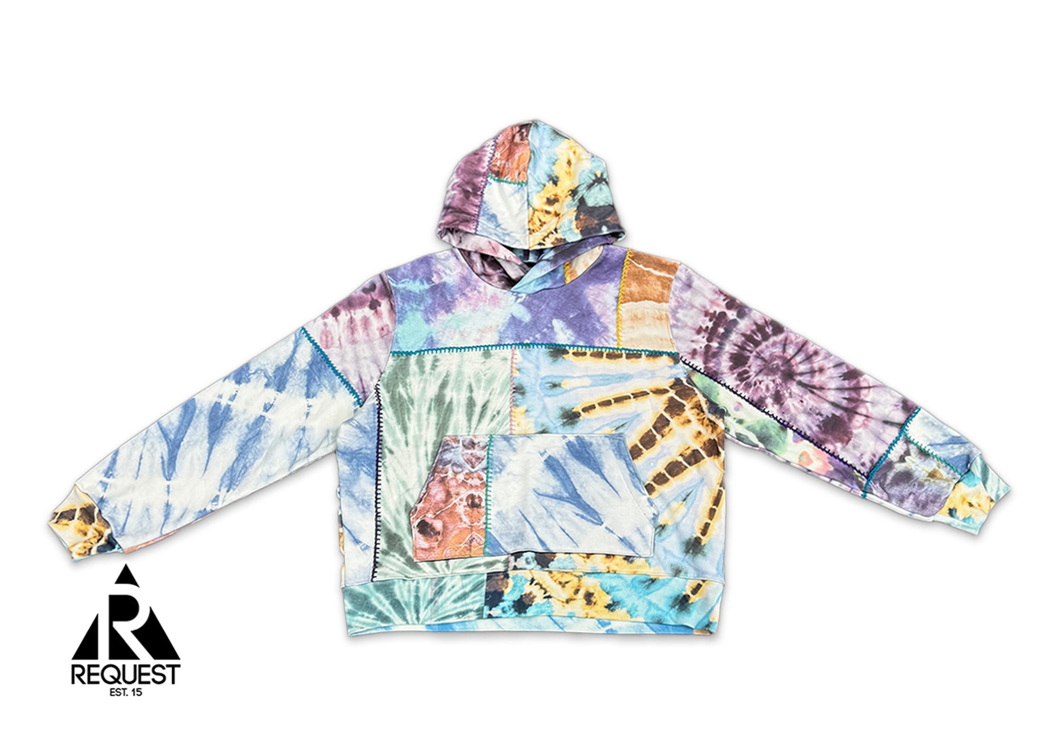 Oversized Patchwork Hoodie "Tie Dye"