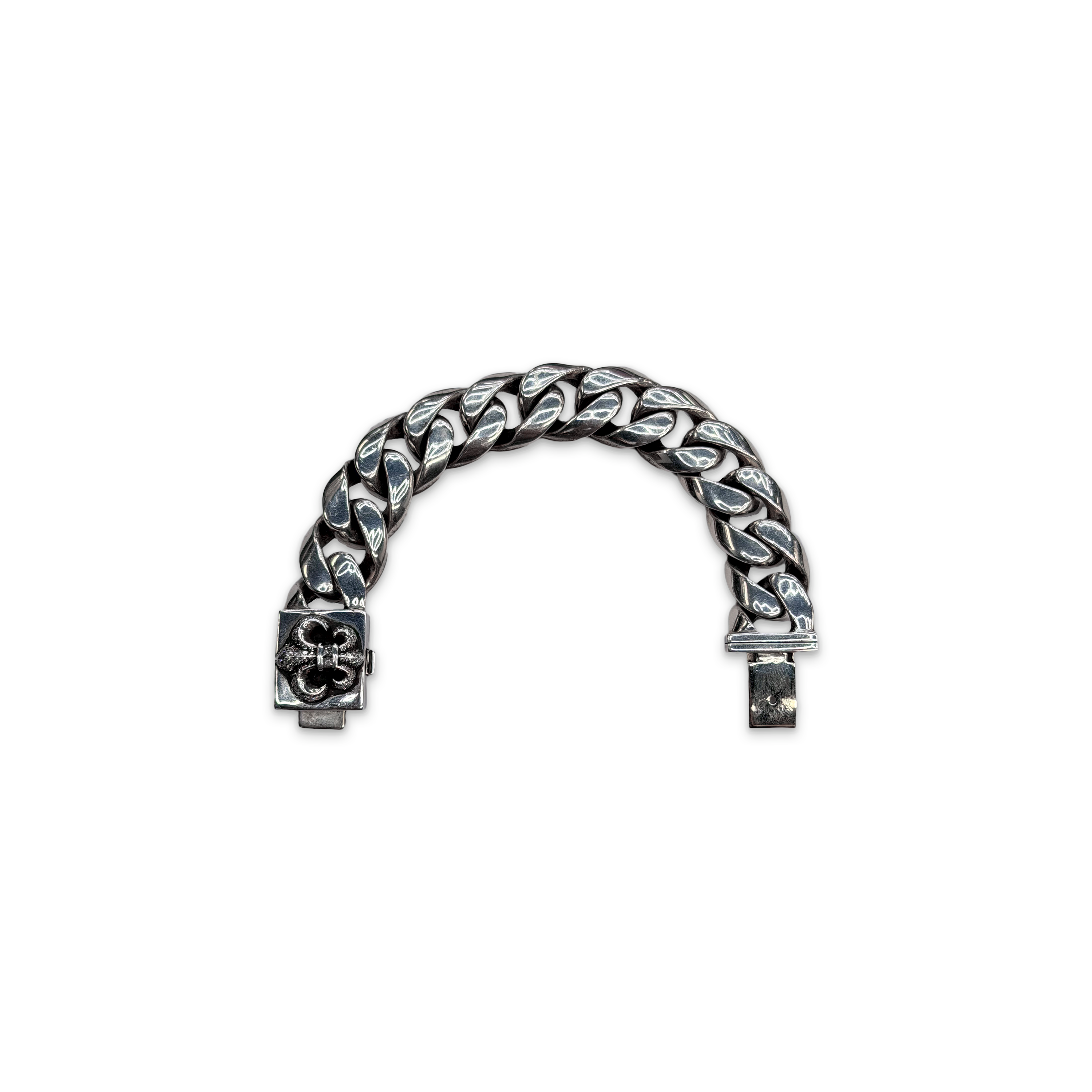 XL Diamond Fleur Cuban Link Bracelet