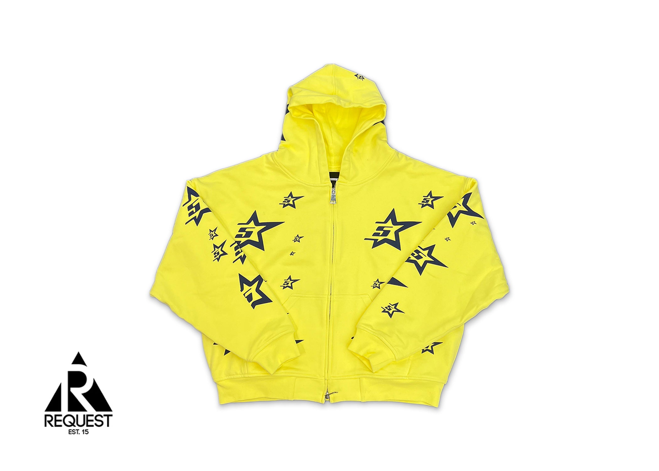 Sp5der Double Layer Zip Up Hoodie "Yellow"