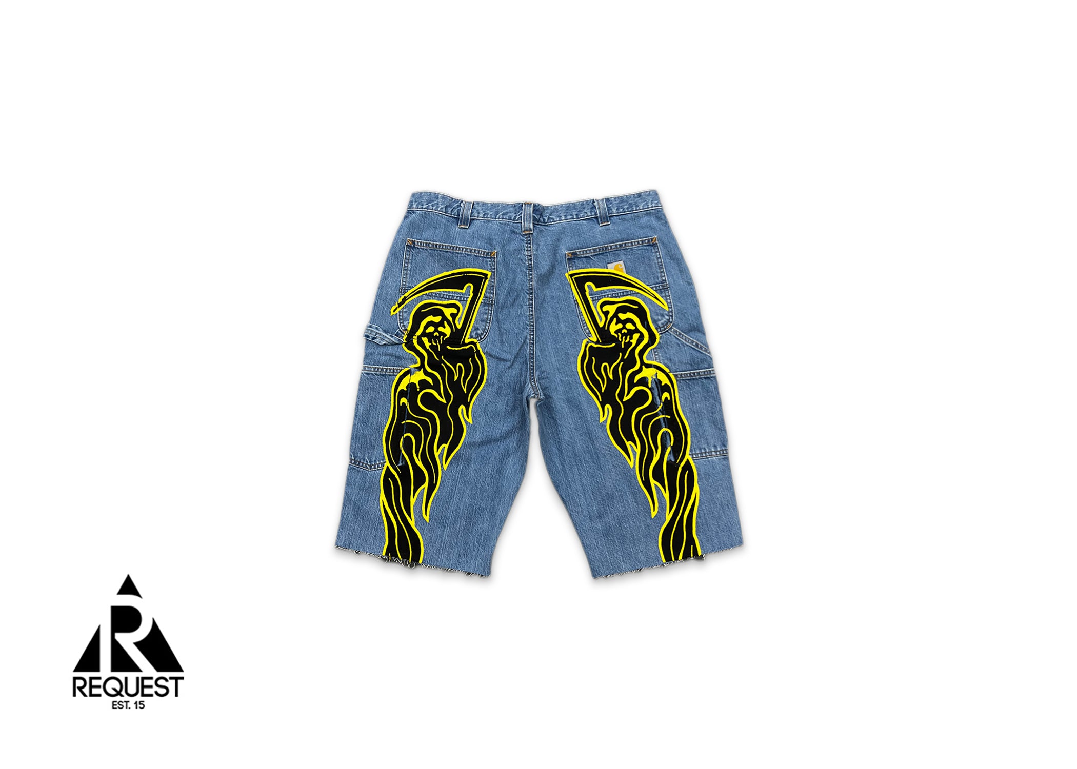 Reaper Denim Shorts "Light Wash/Yellow"