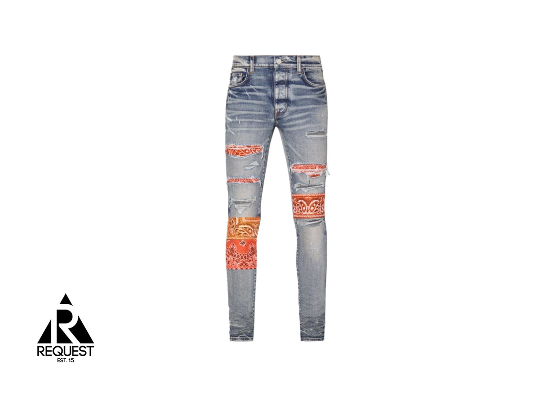 Amiri Artpatch Orange Bandana Denim "Clay Indigo"