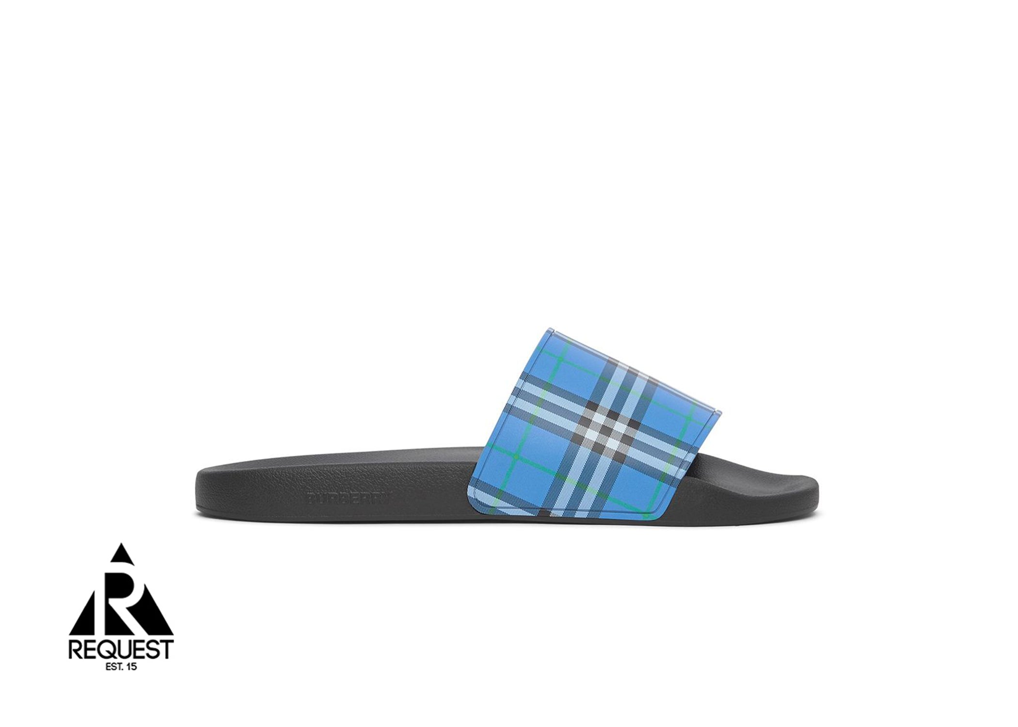 Burberry Check Print Slide “Dark Cerulean Blue”