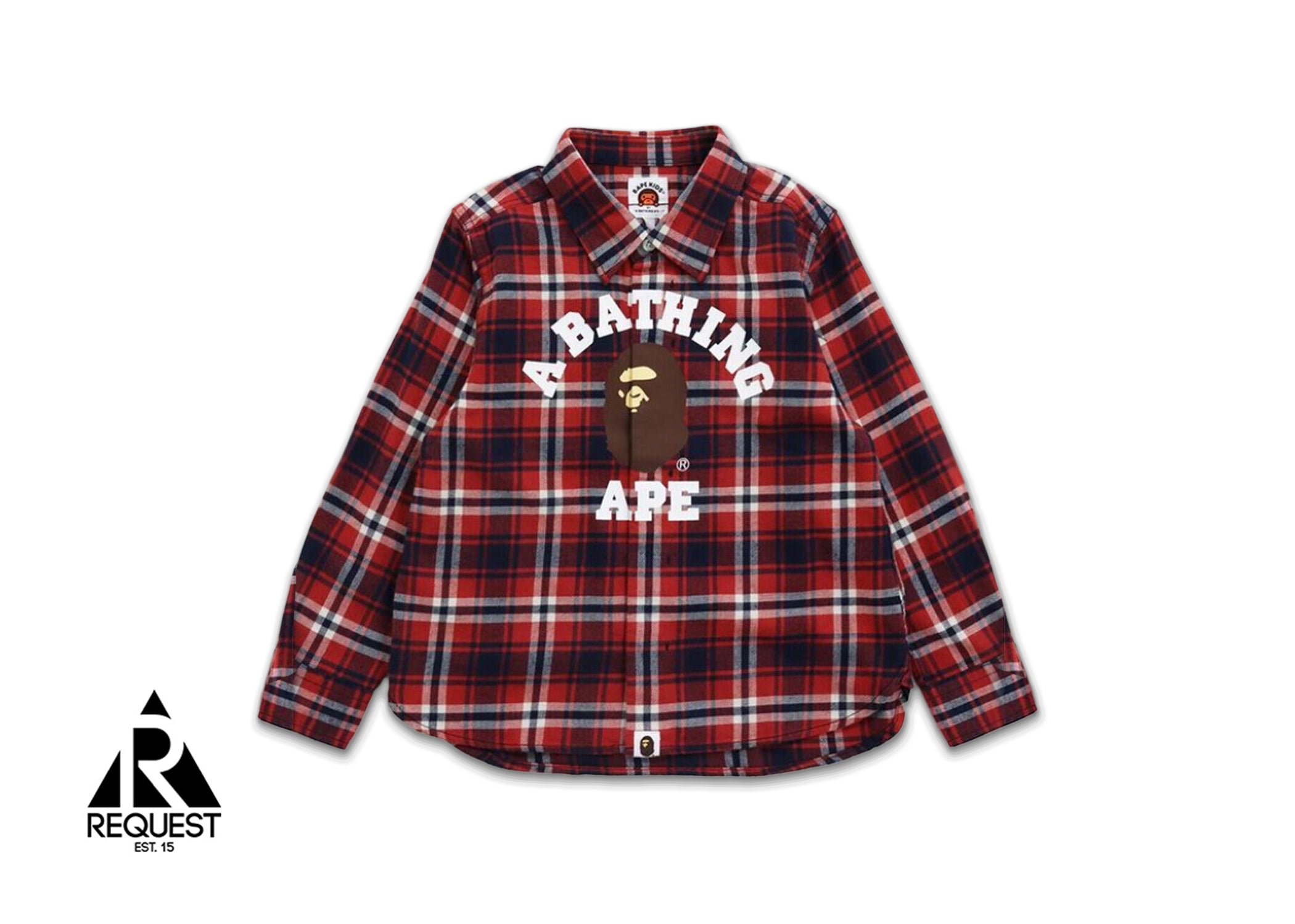 Bape Kids Baby Milo College Logo Flannel Shirt "Red"