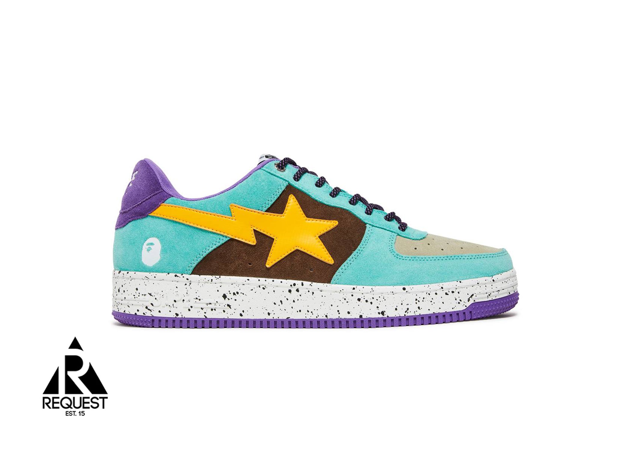 A Bathing Ape Bapesta Low “Teal Brown Yellow Suede”