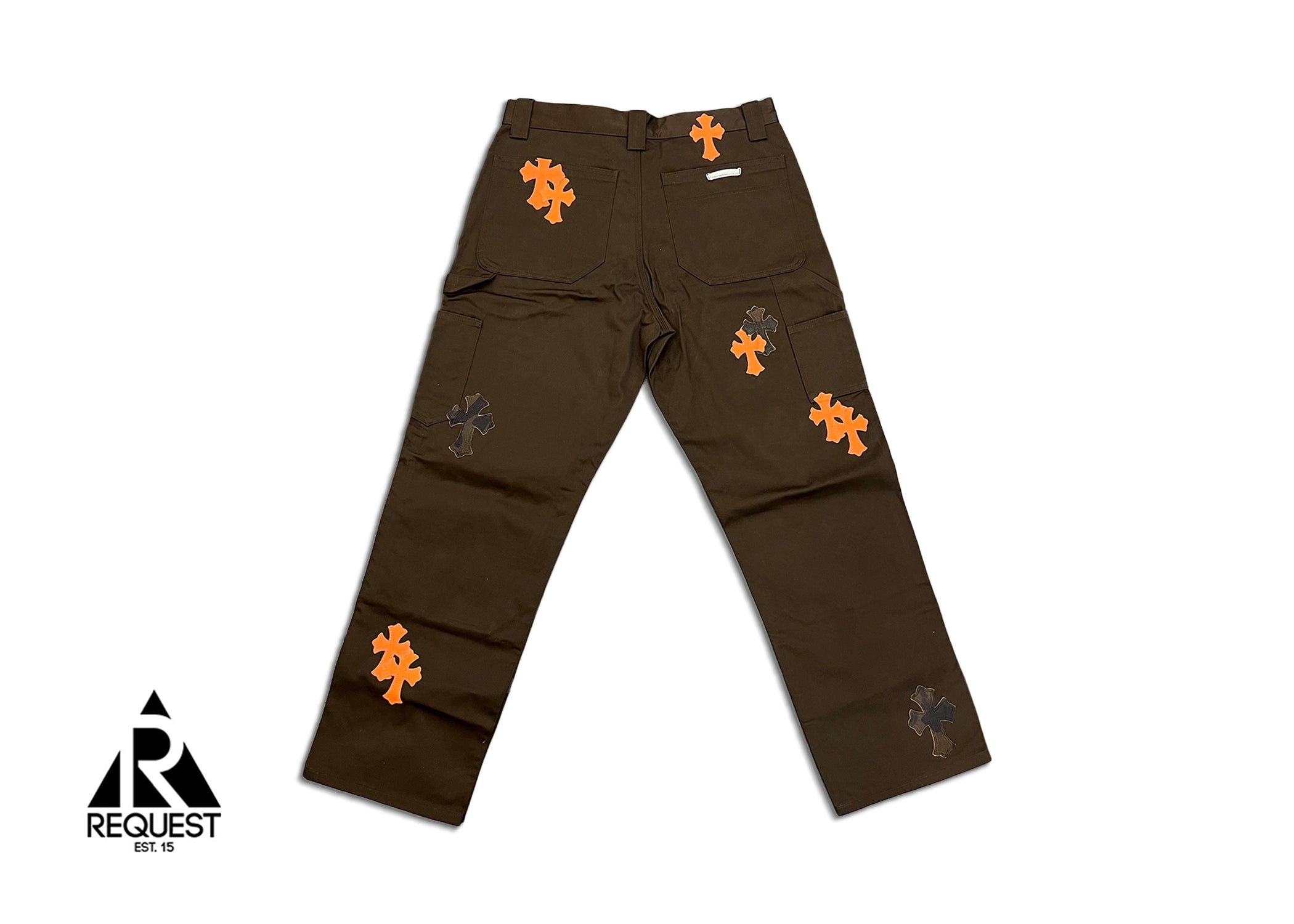 Chrome Hearts Brown Chino Pants "Orange & Camo Crosses"