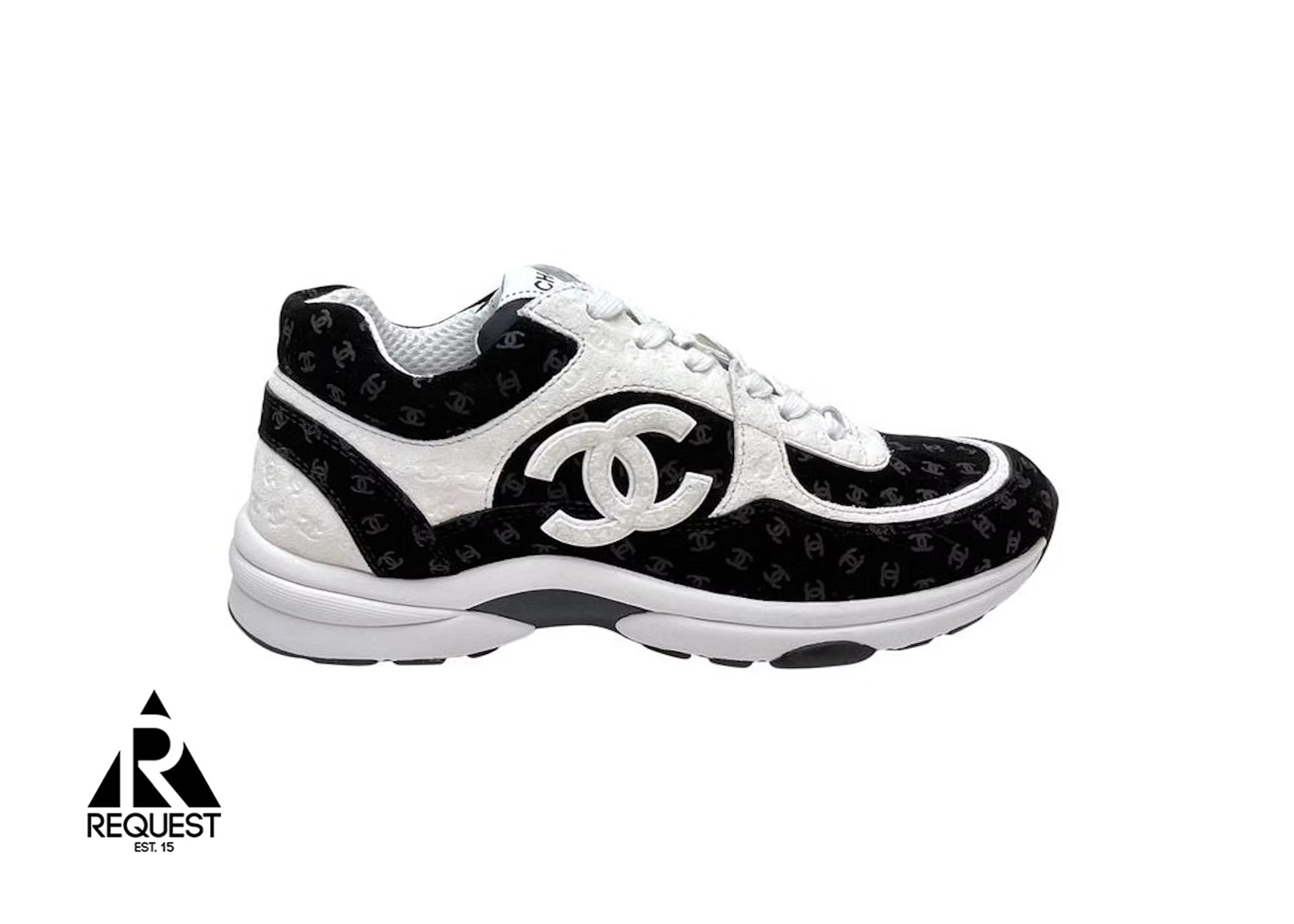 Chanel CC Embossed Logo "Black White Suede"