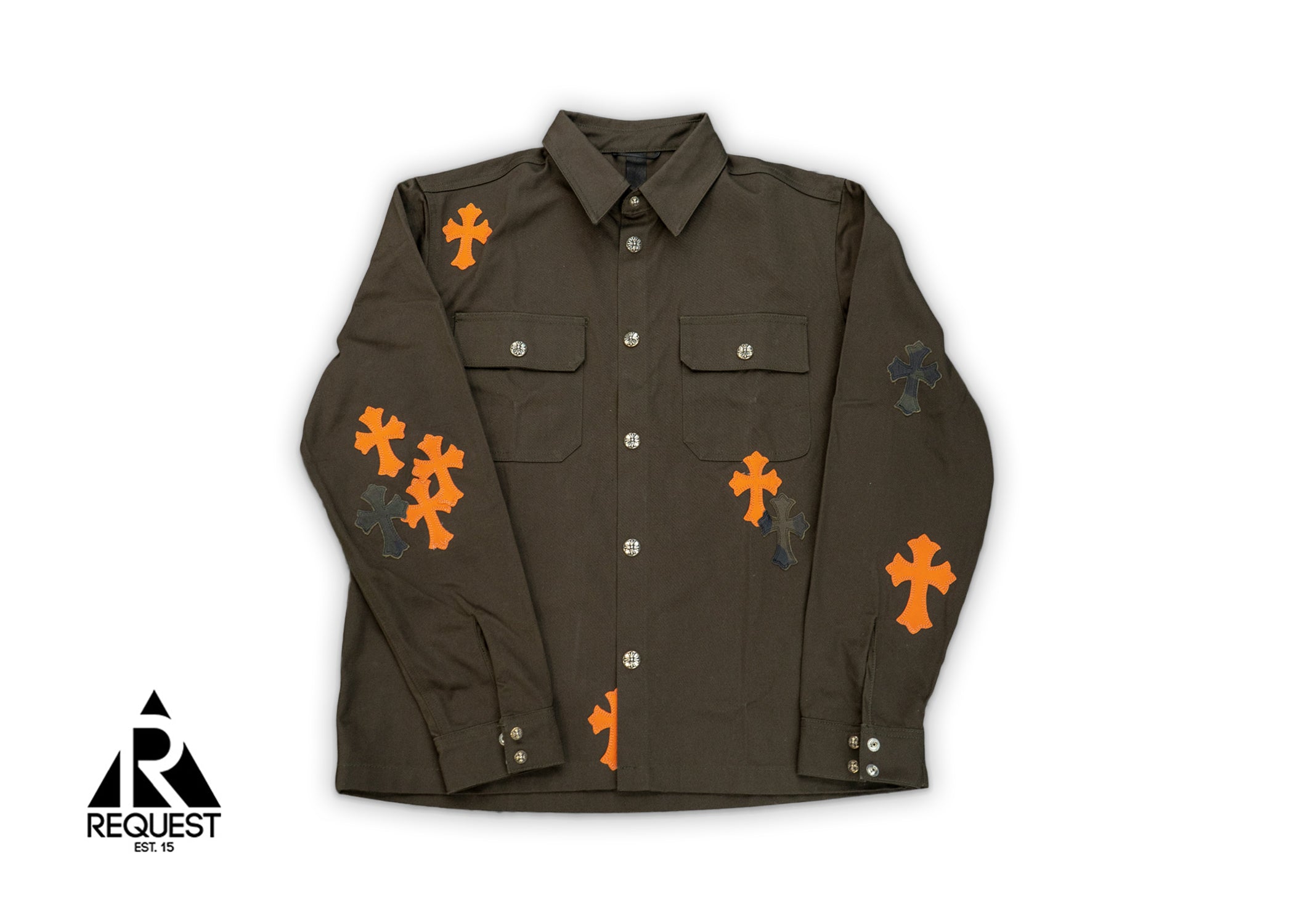 Chrome Hearts Work Dog Jacket "Brown & Orange Crosses"