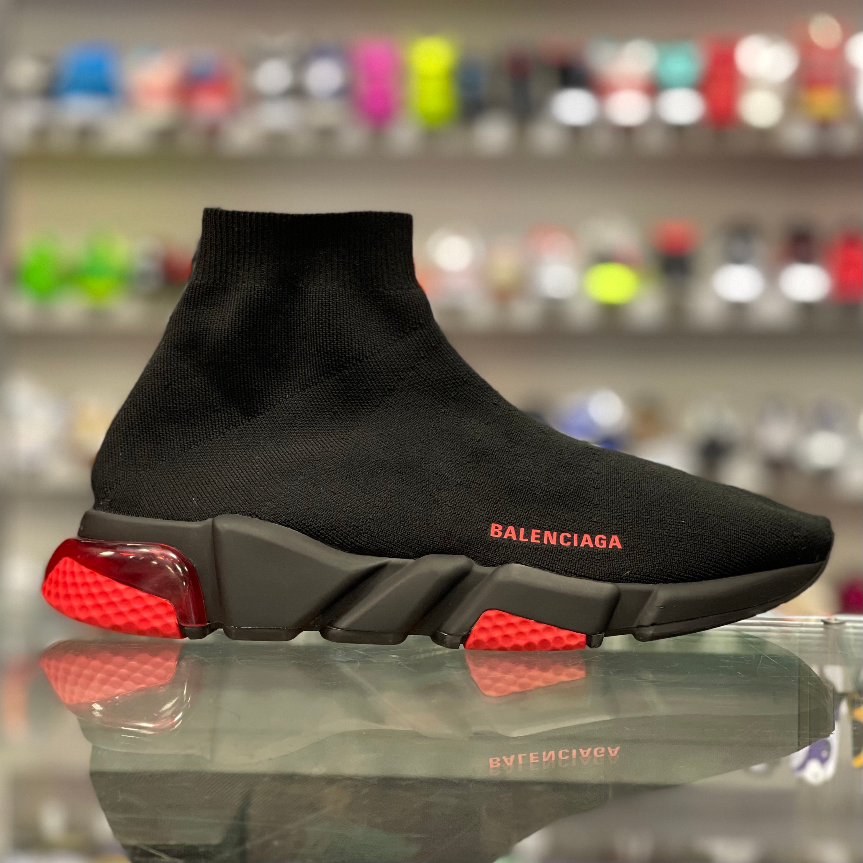 Balenciaga speed clear sole black red Clearance