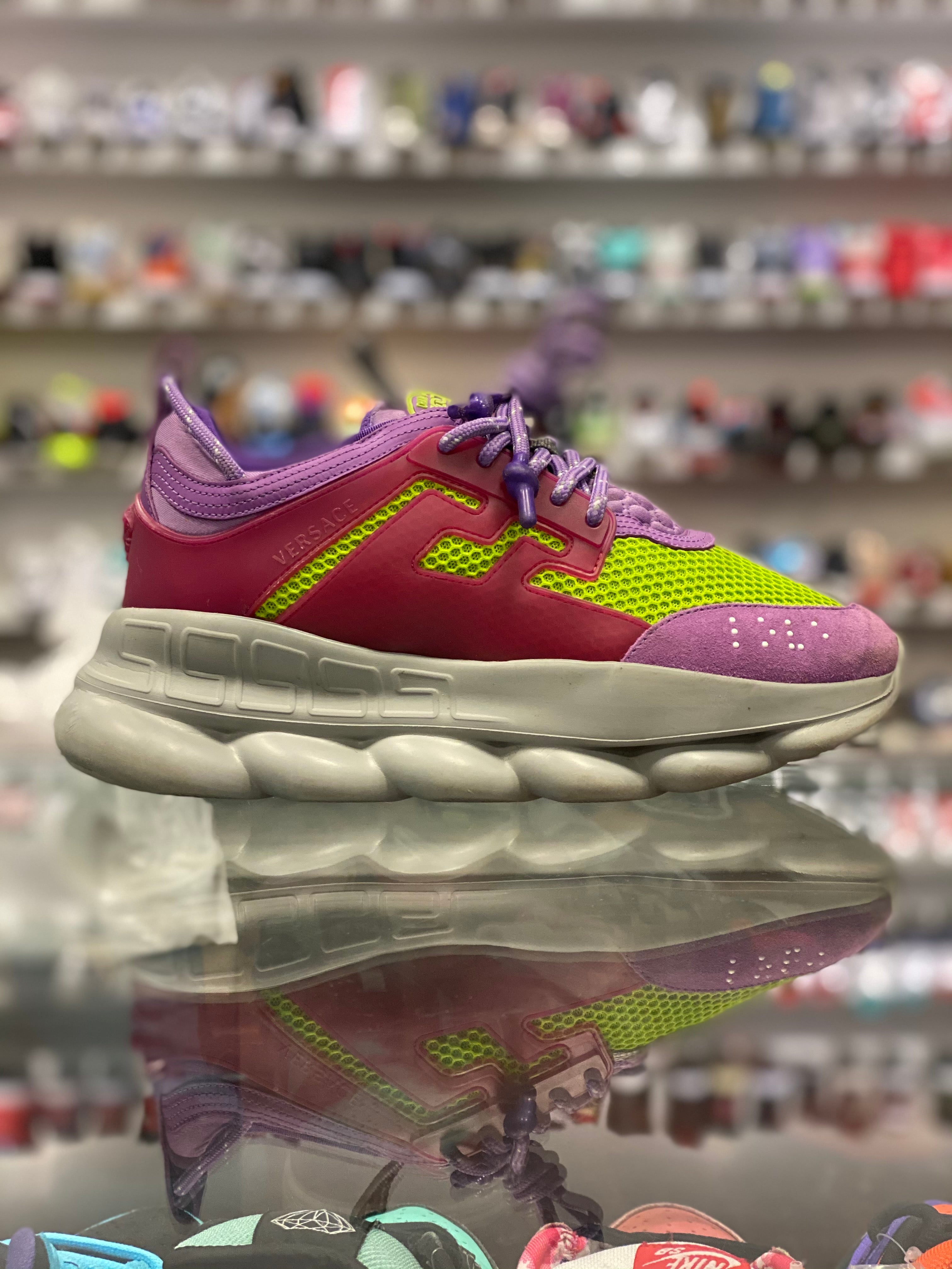 VERSACE Purple Green Mesh Chain Reaction Sneakers SZ 41 - ShopperBoard