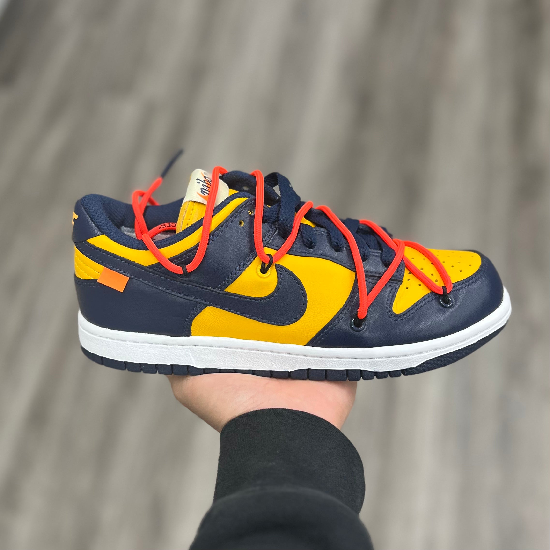 Nike Dunk Low Off White University Gold Midnight Navy Request